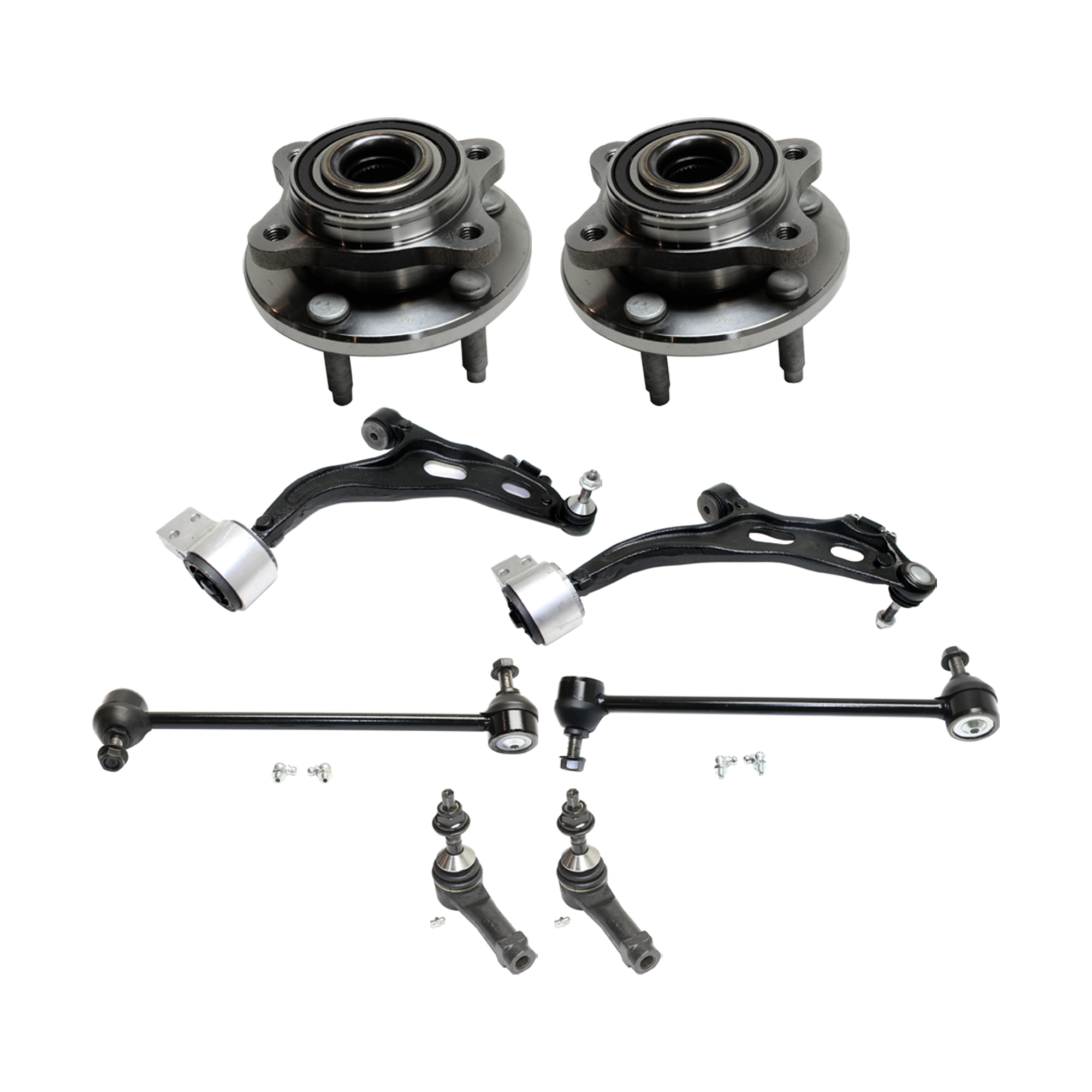 AM FIVE HUNDRED 05-07 FRONT CONTROL ARM RH AND LH Lower w ball joint s 8 pc Kit with Wheel Hub Tie Rod End Sway Bar Link SKU KIT 072924 C1608 OEM 5F9Z3078BA MCSOE125-5F9Z3079BA