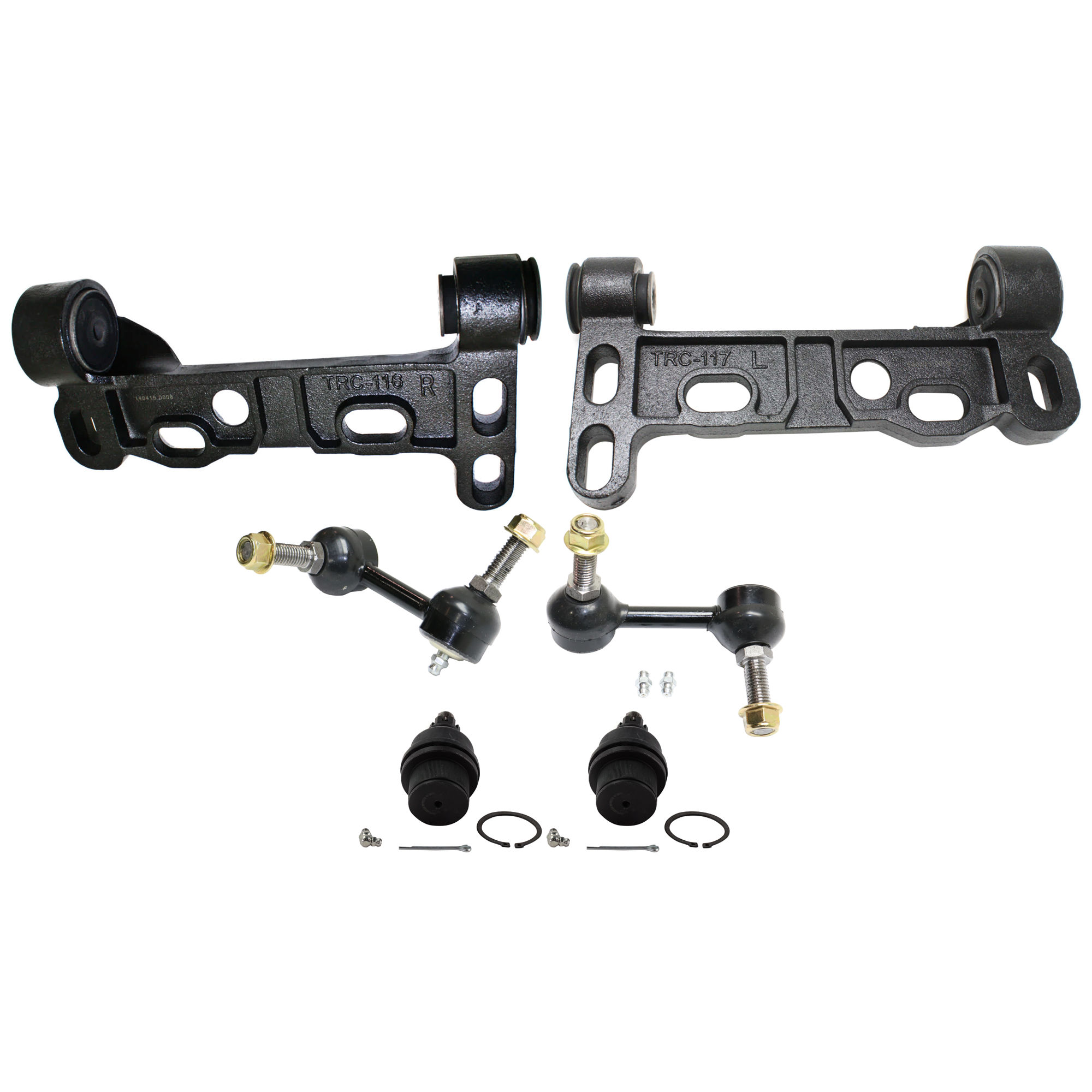 AM TRAILBLAZER 02-03 FRONT CONTROL ARM BRACKET RH AND LH Lower 6 pc Kit with Ball Joint and Sway Bar Link SKU KIT 072924 C1641 OEM 104335-2601560-5051296-2215731