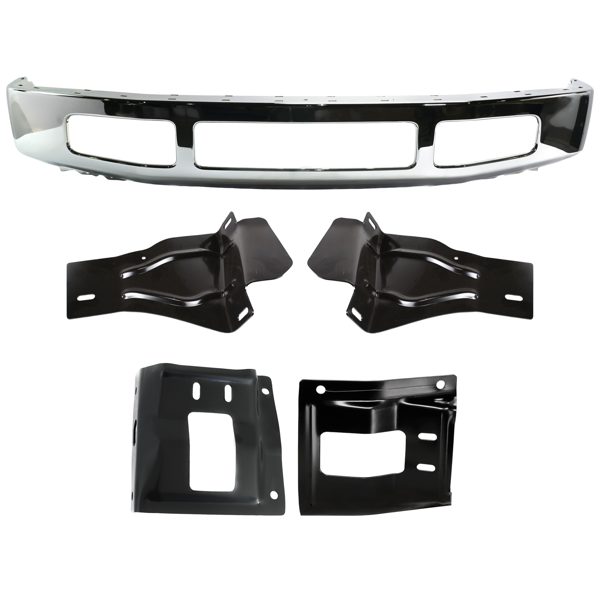 AM F 250 F 350 SUPER DUTY 08-10 FRONT BUMPER 5 pc kit w Bumper Bracket SKU KIT 072924 C1656 Partslink FO1002406 FO1066174 FO1067174 FO1066173 FO1067173 OEM 8C3Z17757B 8C3Z17B837A 8C3Z17B