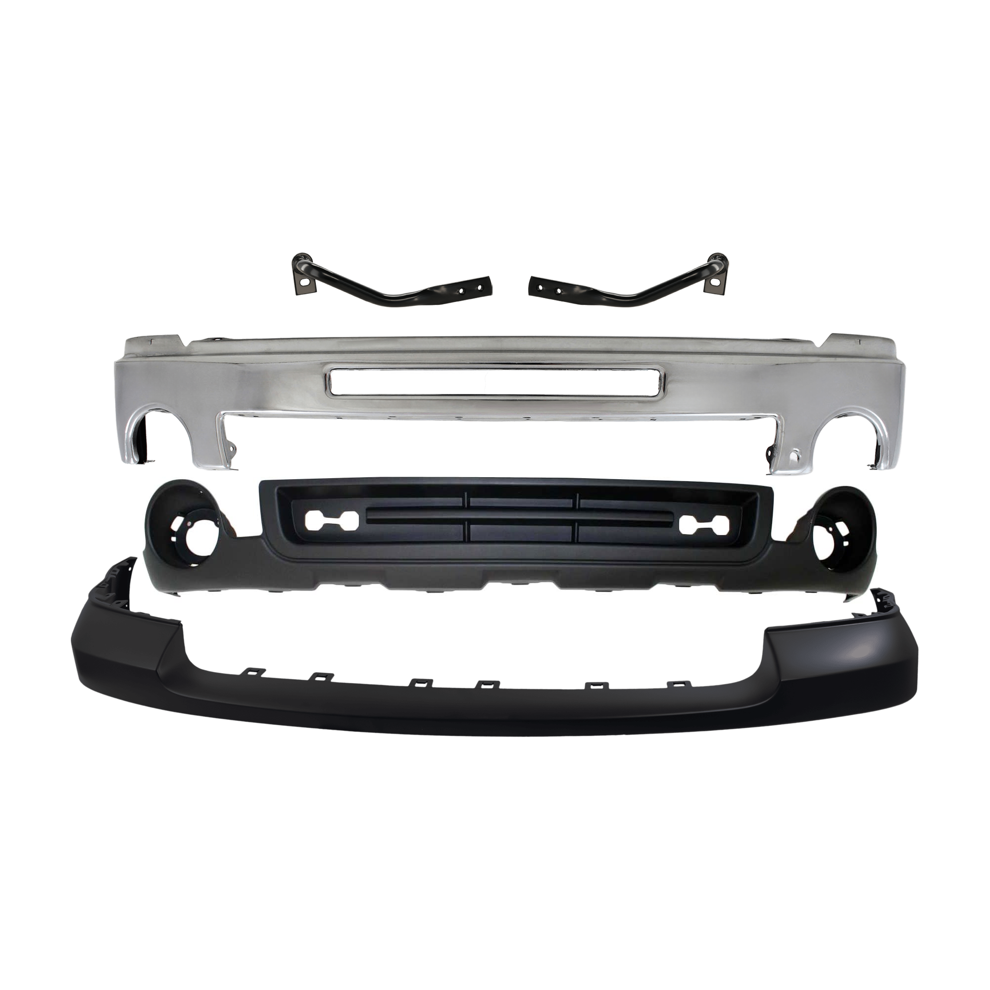 AM SIERRA 1500-07-13 FRONT BUMPER 5 pc kit w Bumper Cover Valance and Bumper Bracket SKU KIT 072924 C1662 Partslink GM1002834 GM1043107 GM1042107 GM1014103 GM1015100 OEM 15902856-22861859-22861858-257