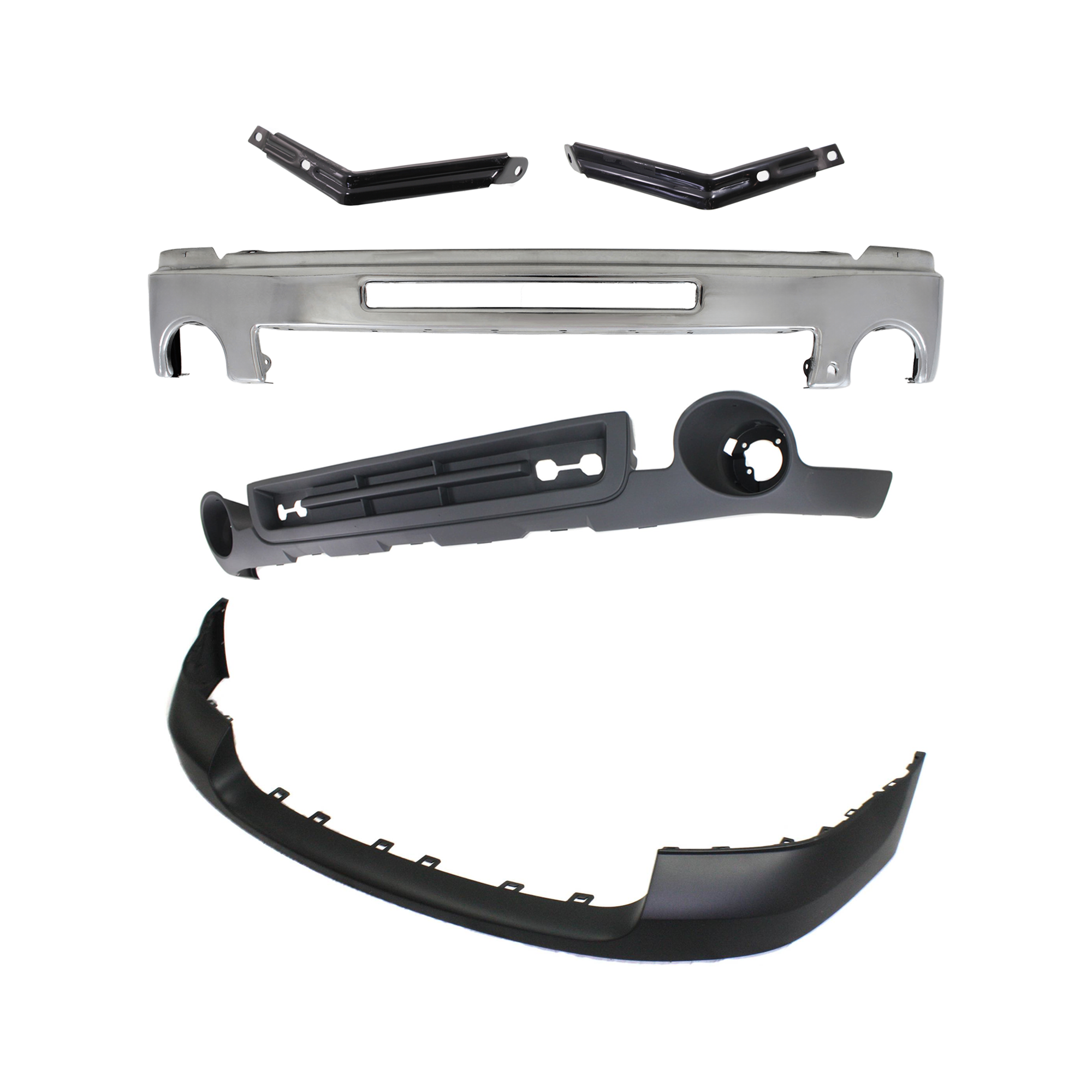 AM SIERRA 2500-3500 HD 07-10 FRONT BUMPER 5 pc kit w Bumper Cover Valance and Bumper Bracket SKU KIT 072924 C1666 Partslink GM1002834 GM1066181 GM1067181 GM1000873 GM1092218 OEM 15902856-25833267-25833268-257