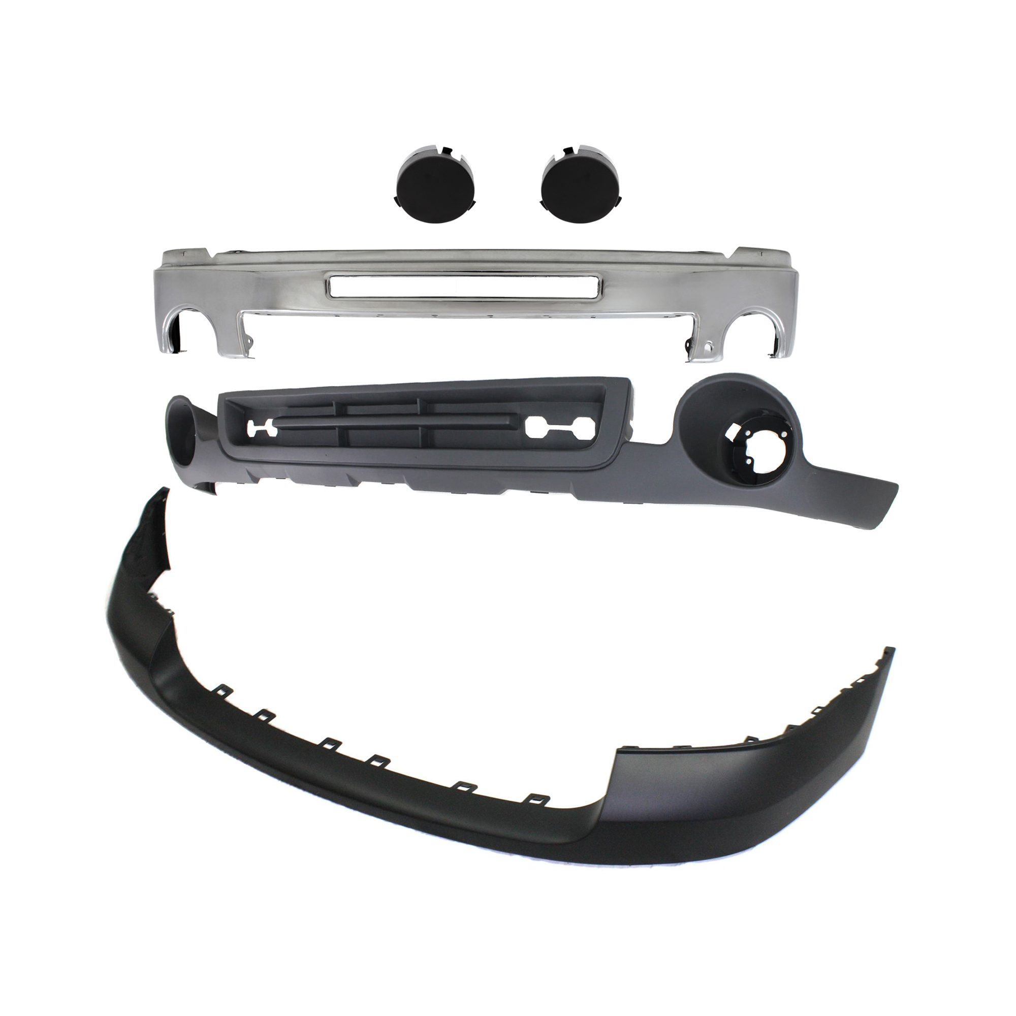 AM SIERRA 2500-3500 HD 11-14 FRONT BUMPER 5 pc kit w Bumper Cover Valance and Fog Light Cover SKU KIT 072924 C1670 Partslink GM1002834 GM1000873 GM1038105 GM1039105 GM1092218 OEM 15902856-25783597-15901586-159