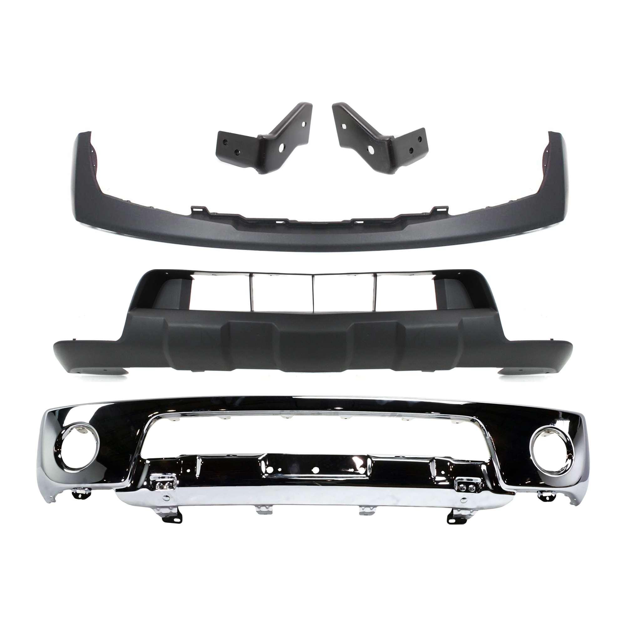 AM FRONTIER 05-08 FRONT BUMPER 5 pc kit w Bumper Trim Valance and Bumper Bracket SKU KIT 072924 C1676 Partslink NI1002138 NI1042100 NI1043100 NI1000224 NI1015100 OEM 62014EA800-62215ZL00B 62214ZL0