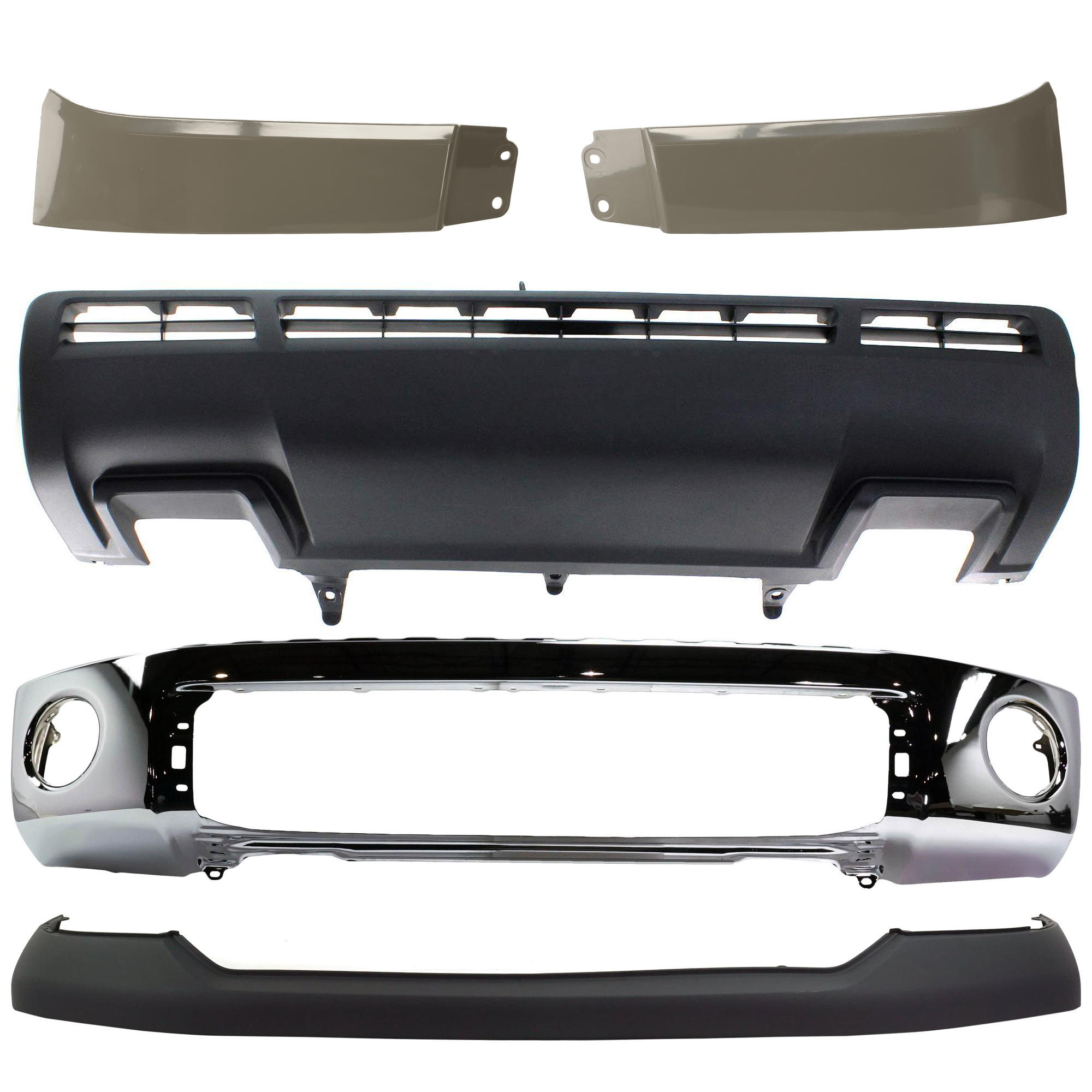 AM TUNDRA 10-13 FRONT BUMPER 5 pc kit w Valance Bumper Cover and Headlight Filler SKU KIT 072924 C1686 Partslink TO1002182 TO1014100 TO1243100 TO1242100 TO1095202 OEM 521110C021-521290C901-539310C9