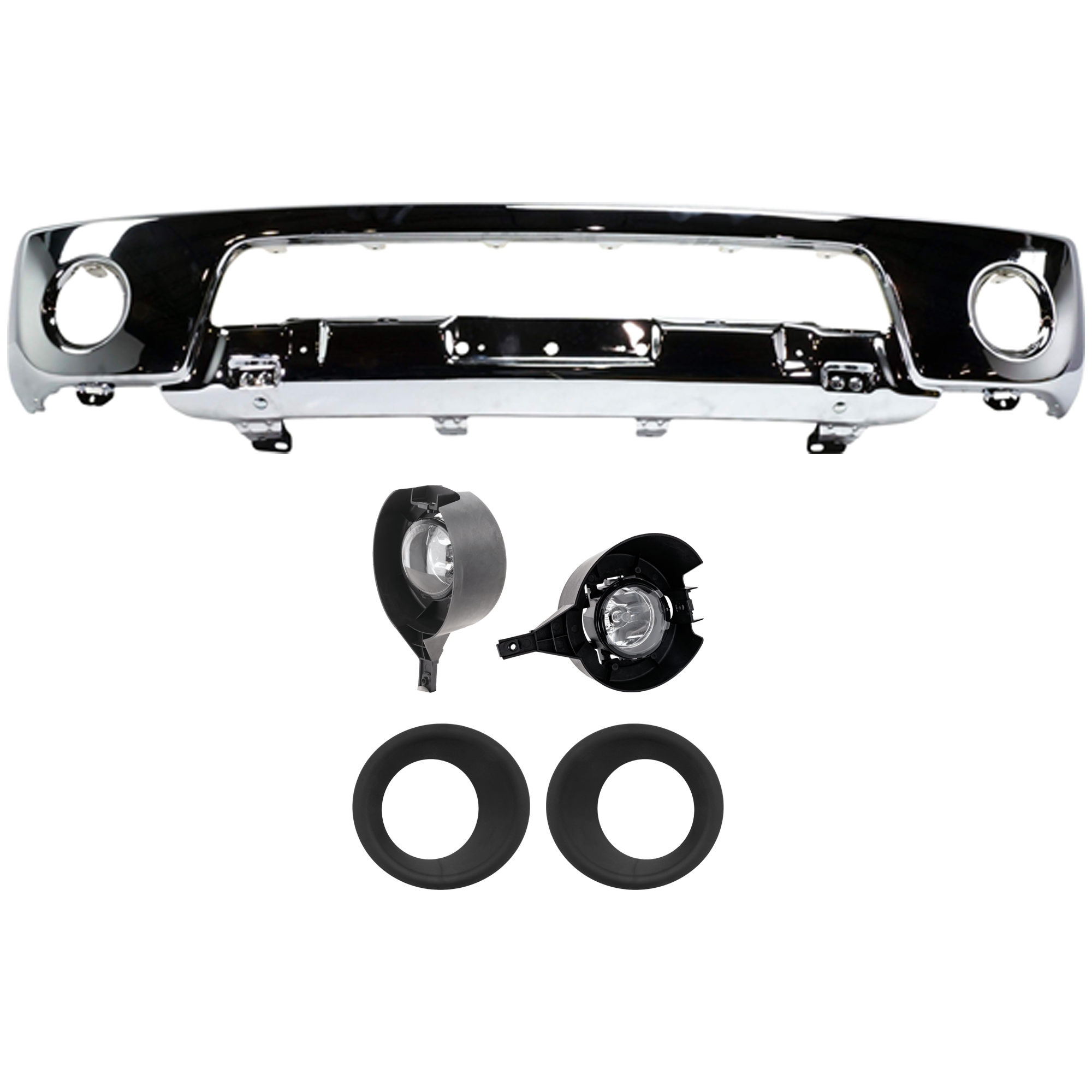 AM FRONTIER 05-08 FRONT BUMPER 5 pc kit w Fog Light and Fog Light Trim SKU KIT 072924 C1688 Partslink NI1002138 NI2592121 NI2593121 NI1039117 NI1038117 OEM 62014EA800-26155EA825-26150EA8