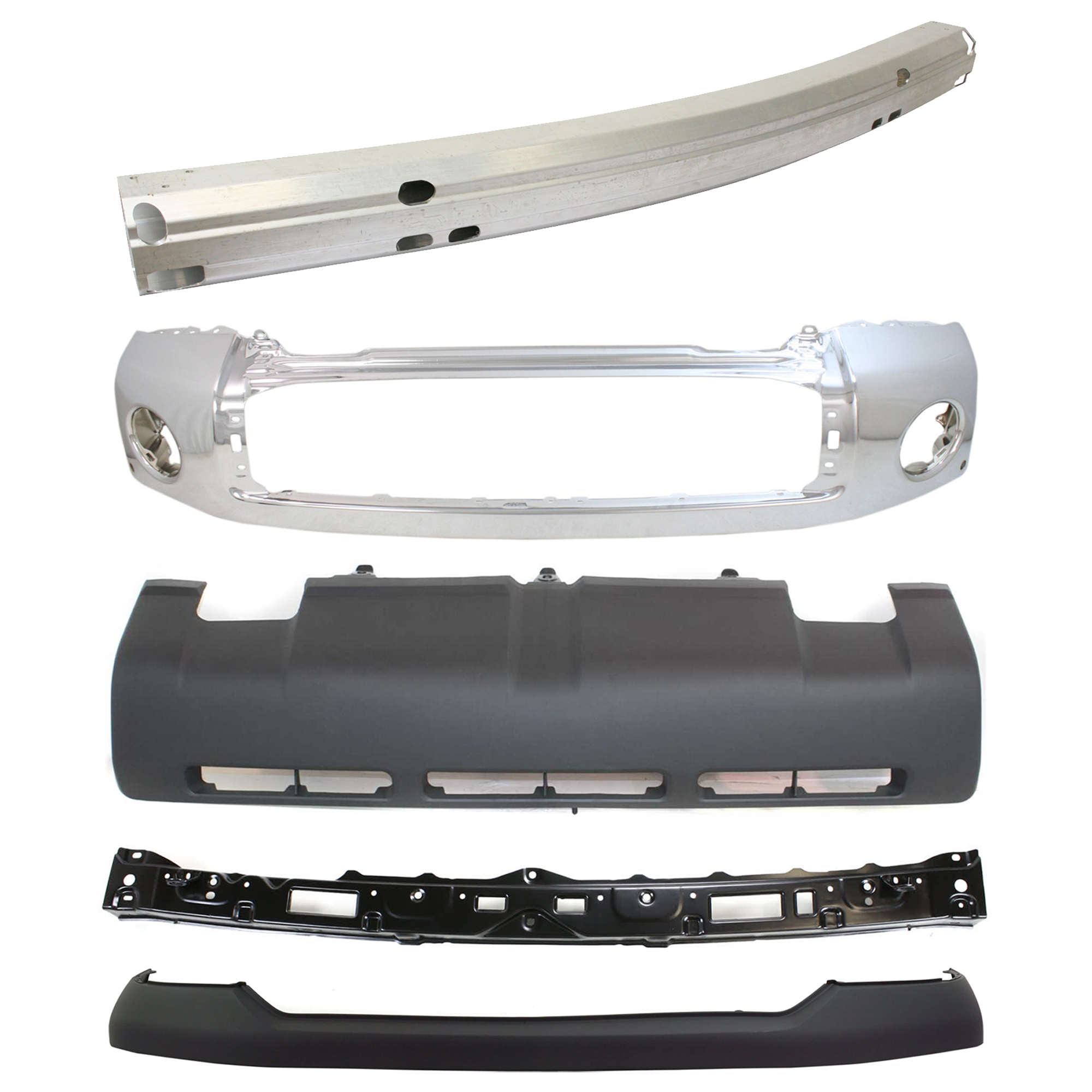 AM TUNDRA 07-09 FRONT BUMPER 5 pc kit w Bumper Reinforcement Valance Bumper Cover and Bumper Retainer SKU KIT 072924 C1692 Partslink TO1002181 TO1014100 TO1006215 TO1010102 TO1095199 OEM 521110C901-521290C901-521310C0