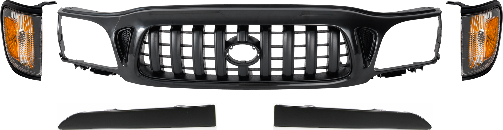 AM TACOMA 01-04 GRILLE 5 pc Kit with Corner Lights and Headlight Fillers SKU KIT 072924 C1708 Partslink TO1200246 TO2520163 TO2521163 TO1089108 TO1088108 OEM 5310004250C0-8162004090C0-8161