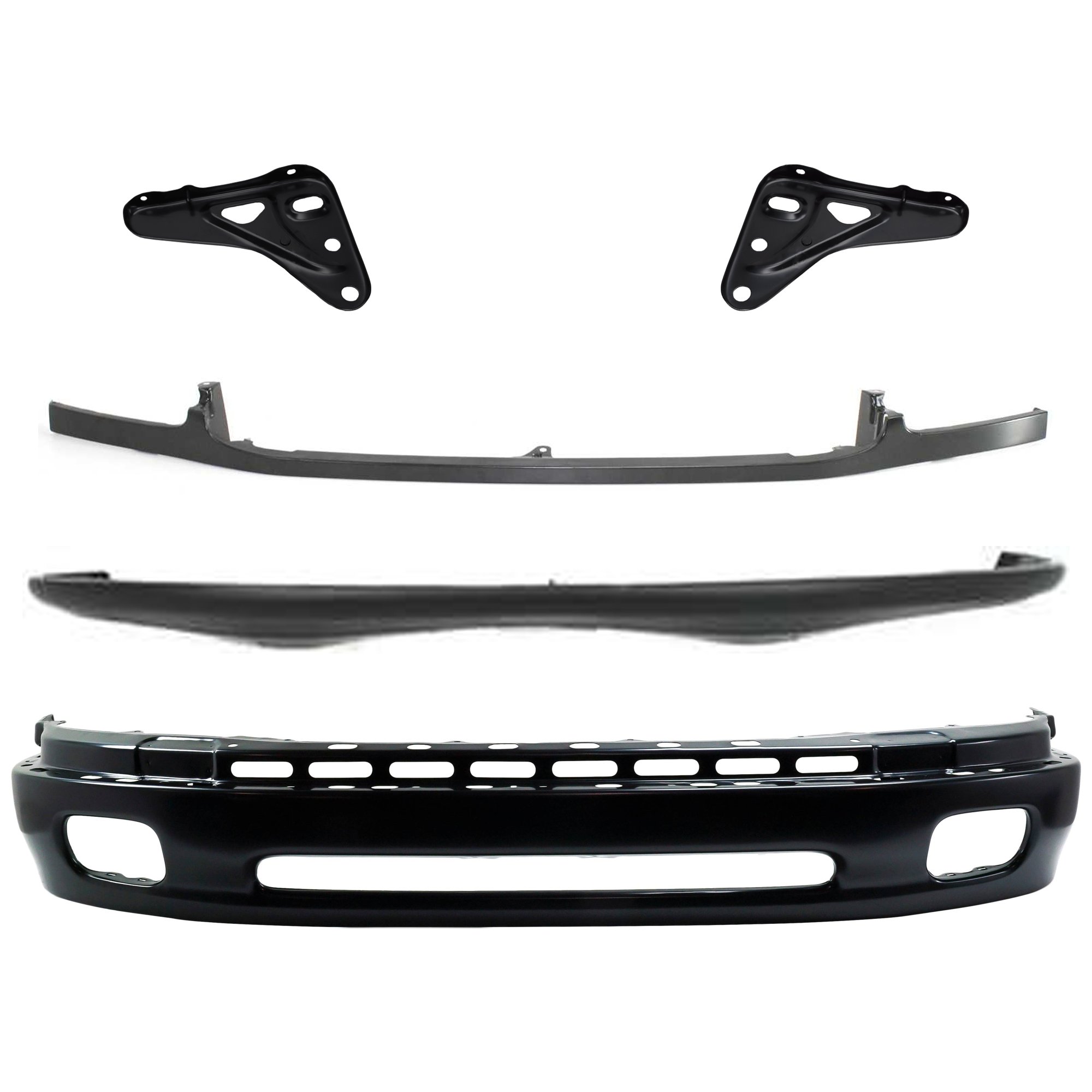 AM TUNDRA 00-06 FRONT BUMPER Lower Black 5 pc Kit with Bumper Bracket Bumper Cover and Bumper Trim SKU KIT 072924 C1711 Partslink TO1002171 TO1066127 TO1067127 TO1000198 TO1087109 OEM 521010C010-521420C010-521410C0