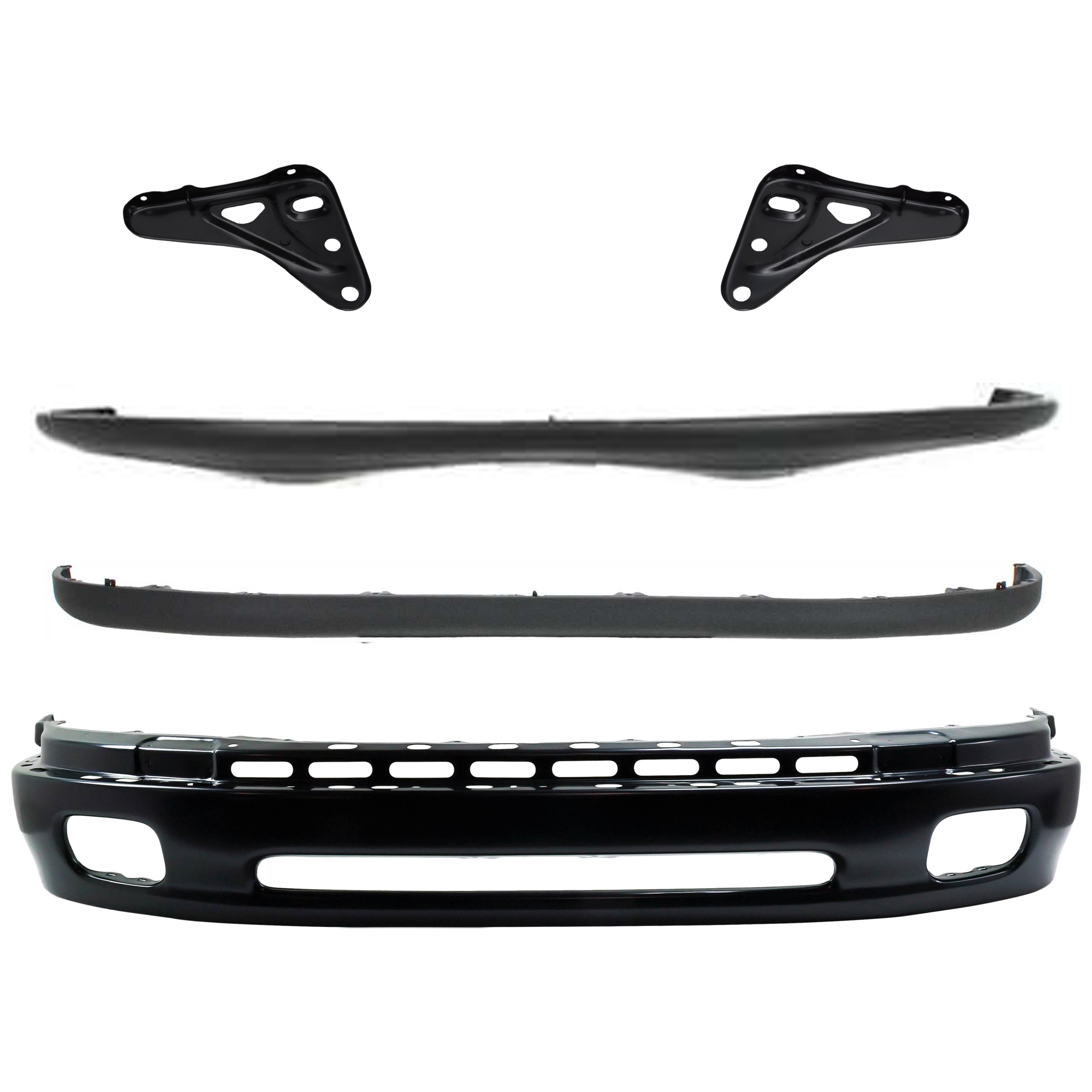 AM TUNDRA 00-06 FRONT BUMPER Lower Black 5 pc Kit with Bumper Bracket Bumper Cover and Valance SKU KIT 072924 C1712 Partslink TO1002171 TO1066127 TO1067127 TO1000198 TO1095180 OEM 521010C010-521420C010-521410C0