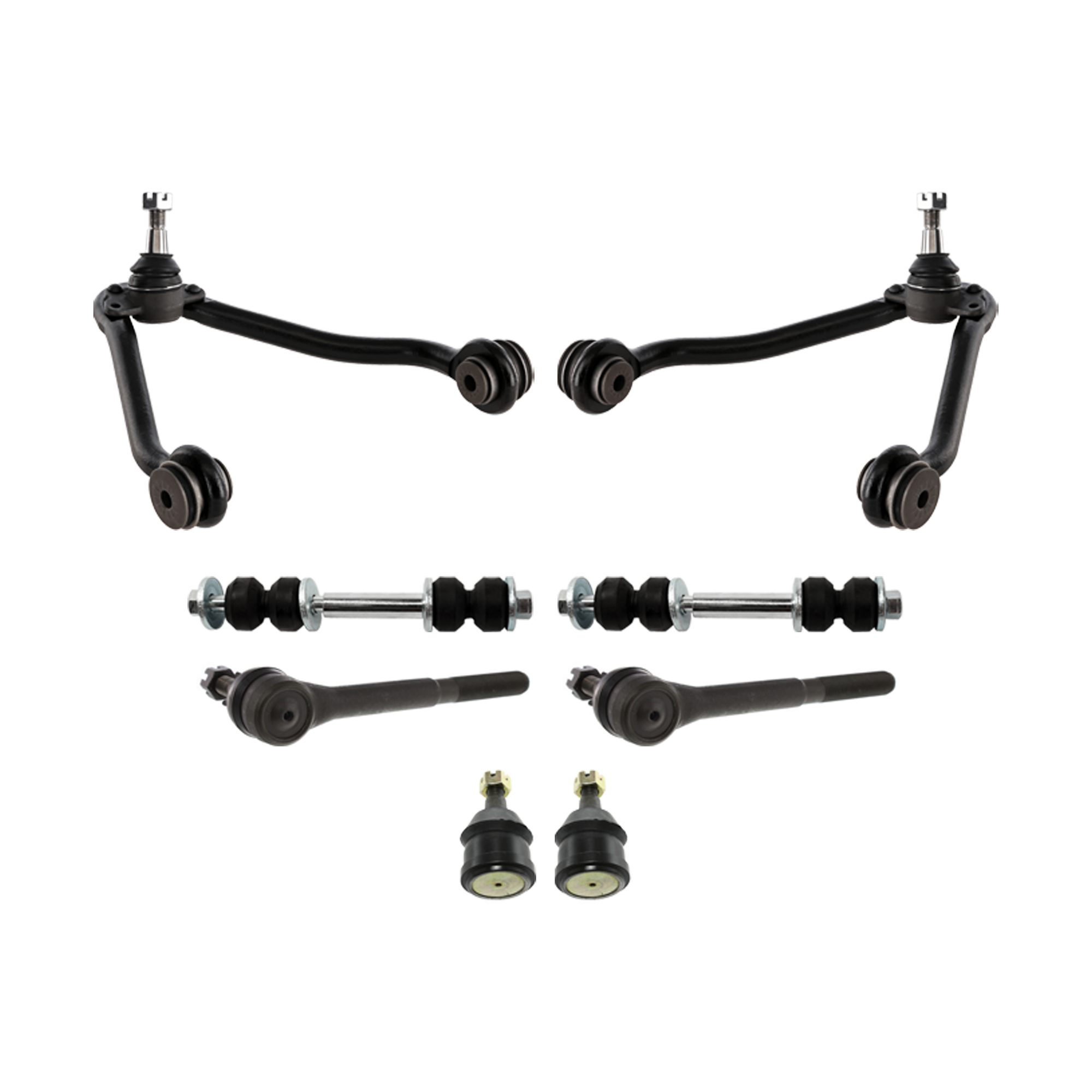 AM C FULL SIZE PICKUP 88-00 FRONT CONTROL ARM RH AND LH Upper w ball joint s 8 pc Kit with Ball Joint Sway Bar Link and Tie Rod End SKU KIT 072924 C1724 OEM 12543997-12543998-104101-26