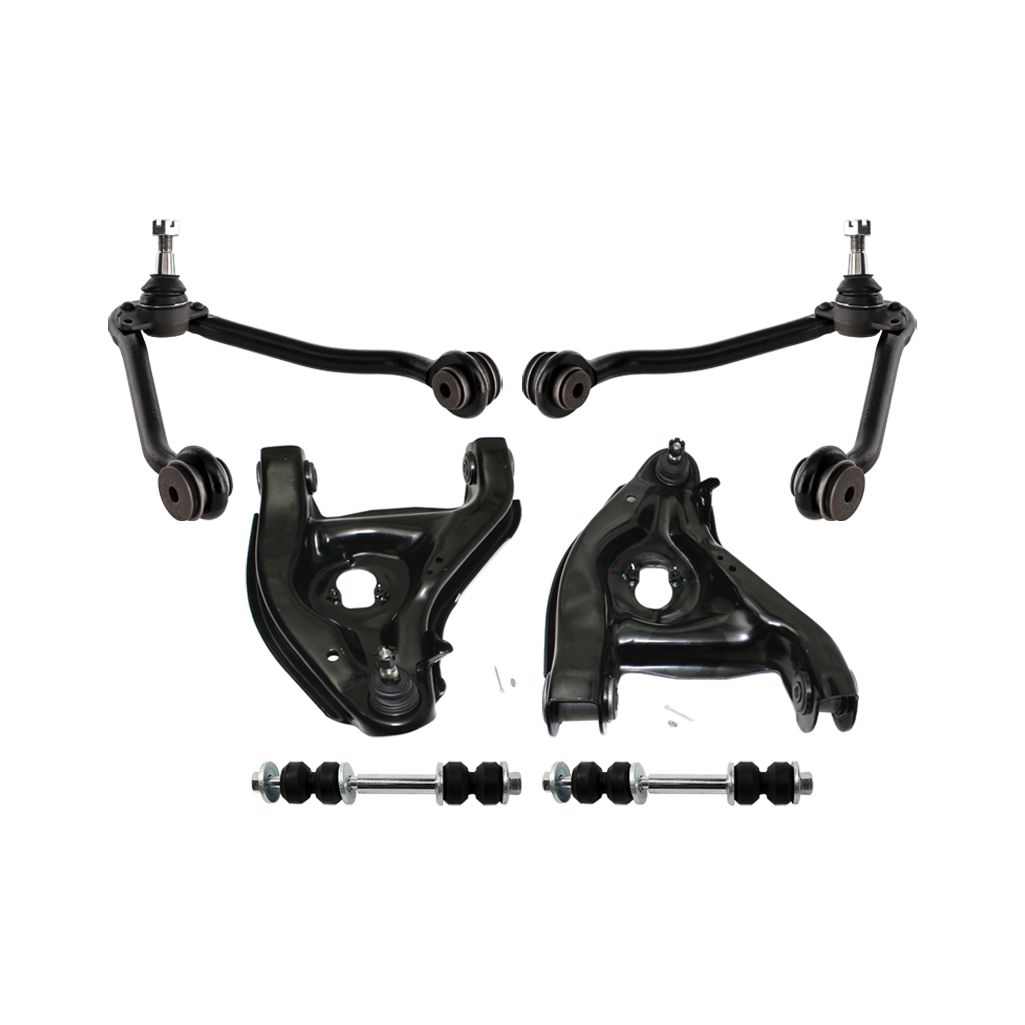 AM C FULL SIZE PICKUP 88-00 FRONT CONTROL ARM RH AND LH Upper and Lower w ball joint s 6 pc Kit with Sway Bar Link SKU KIT 072924 C1728 OEM 12543997-12543998-15665554-156