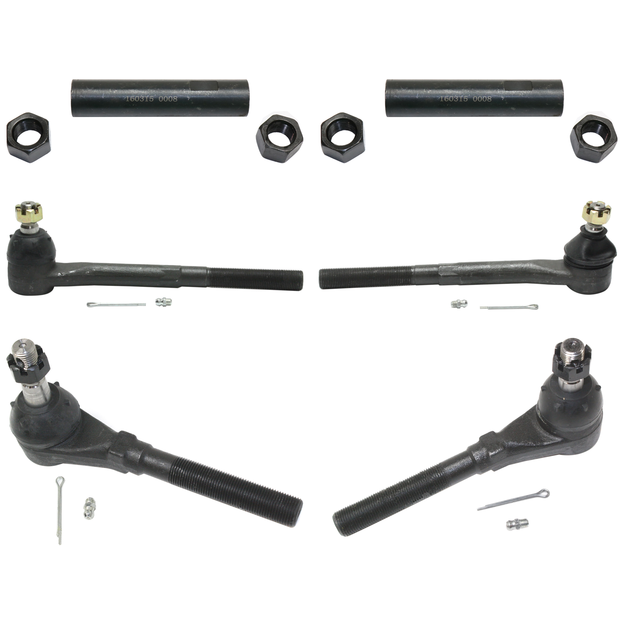 AM F 150-97-03 F 150 HERITAGE 04-04 FRONT TIE ROD RH AND LH Inner and Outer 6 pc kit with Tie Rod Adjusting Sleeve SKU KIT 072924 C1804 OEM F65Z3A130CA 385907-2691196-425