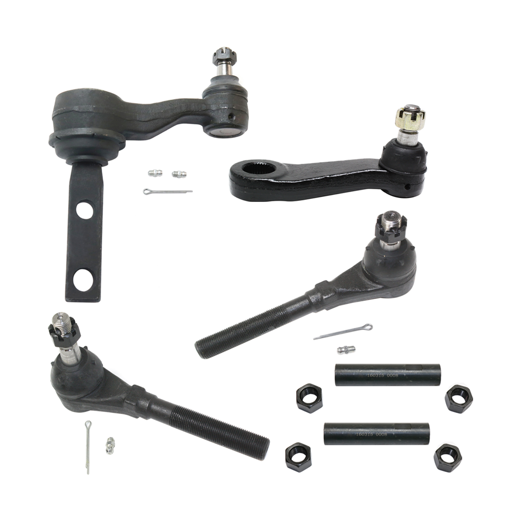 AM F SERIES 97-04 FRONT IDLER ARM 6 pc Kit with Pitman Arm Tie Rod Adjusting Sleeve and Tie Rod End SKU KIT 072924 C1807 OEM 190150-985502-2681666-4451063