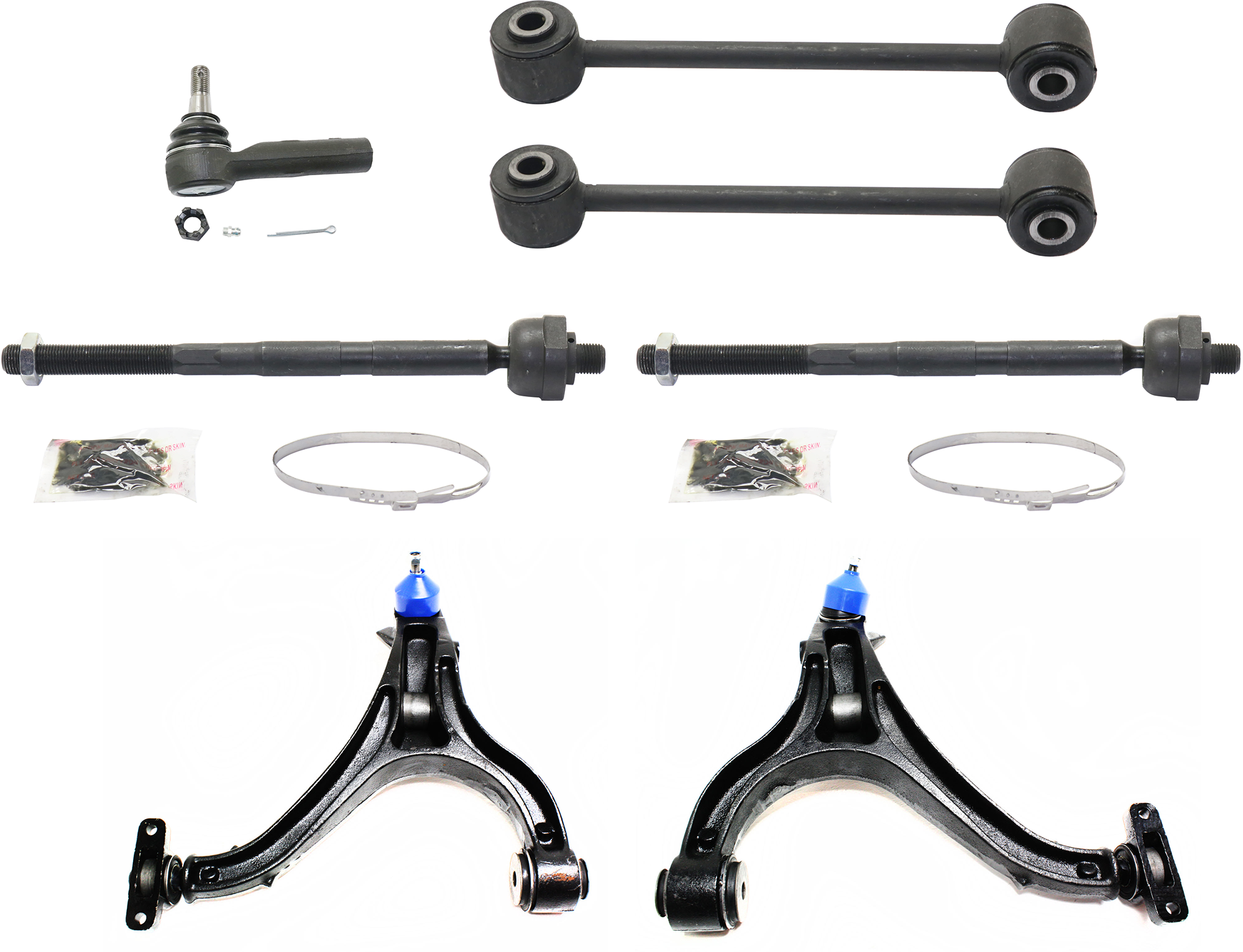 AM GRAND CHEROKEE 05-10 FRONT CONTROL ARM RH AND LH Lower w ball joint s 7 pc Kit with Tie Rod End and Sway Bar Link SKU KIT 072924 C1837 OEM 52089980AF 52089981AF 52089467