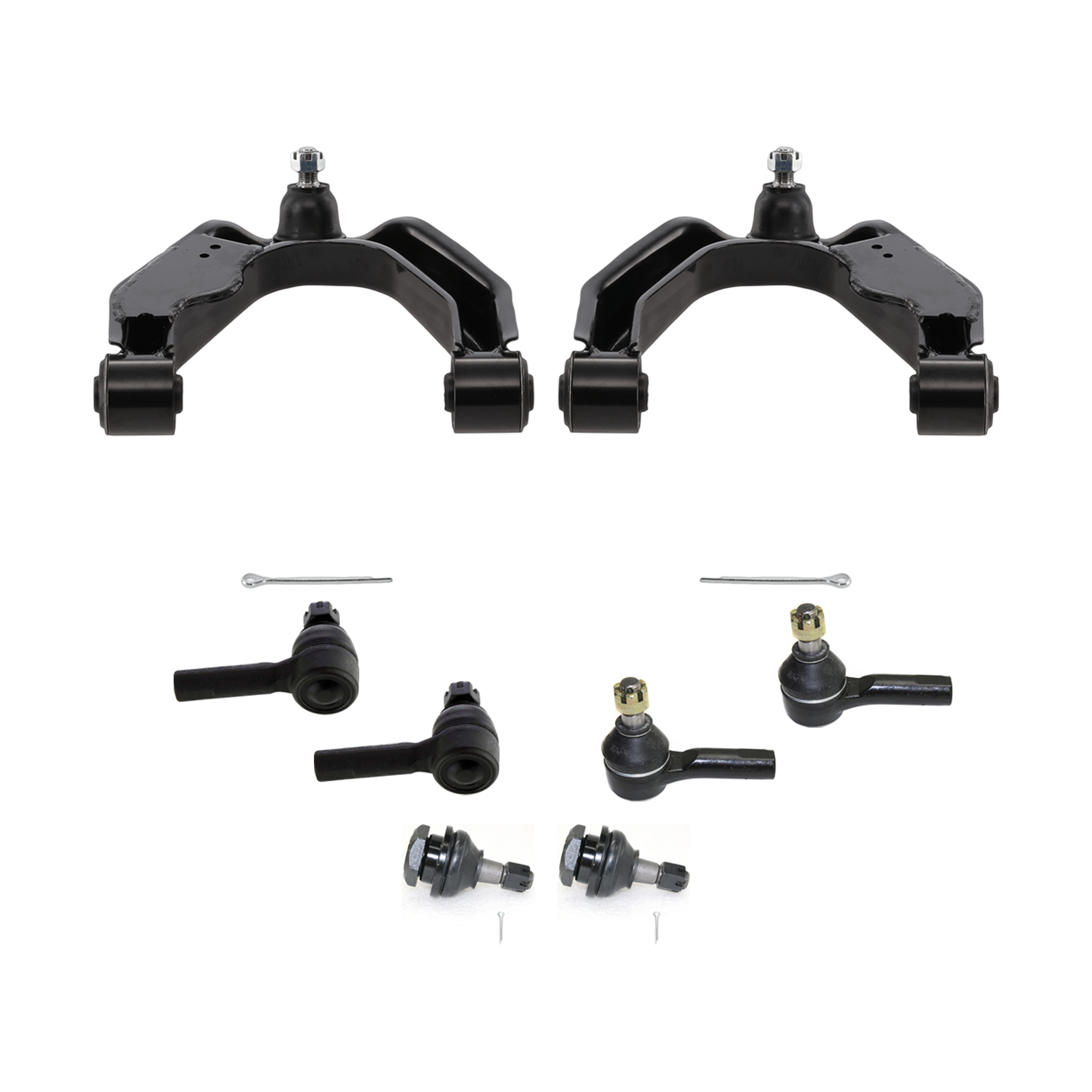 AM FRONTIER 98-04 XTERRA 00-04 FRONT CONTROL ARM RH AND LH Upper w ball joint s 8 pc Kit with Ball Joint and Tie Rod End SKU KIT 072924 C1879 Partslink NI4512100 NI4513100 OEM 545248B550-545248B525-545258