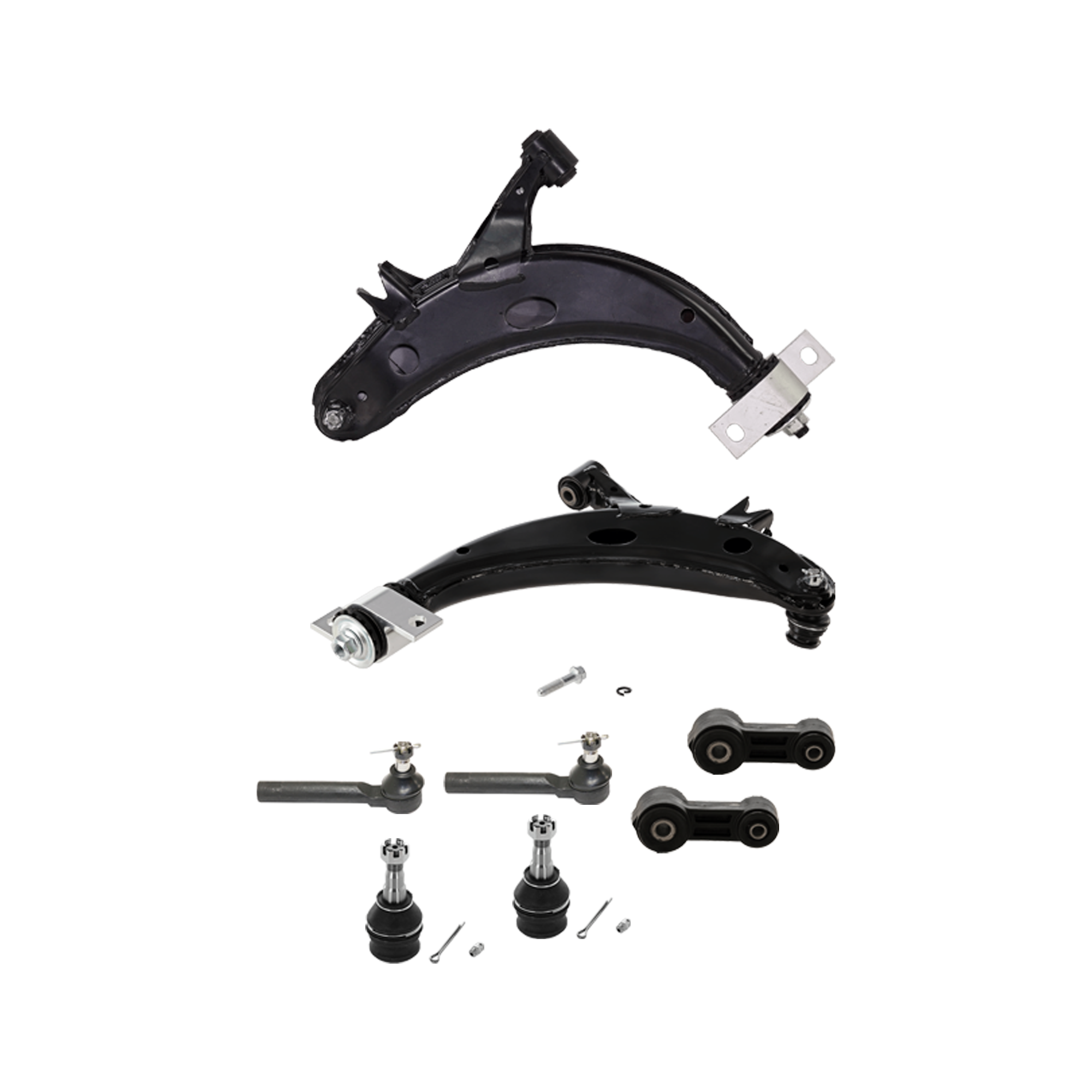 AM IMPREZA 04-07 FRONT CONTROL ARM RH AND LH Lower w ball joint s 8 pc Kit with Ball Joint Sway Bar Link and Tie Rod End SKU KIT 072924 C1901 OEM 20200AC200F 20200AC210F 1041
