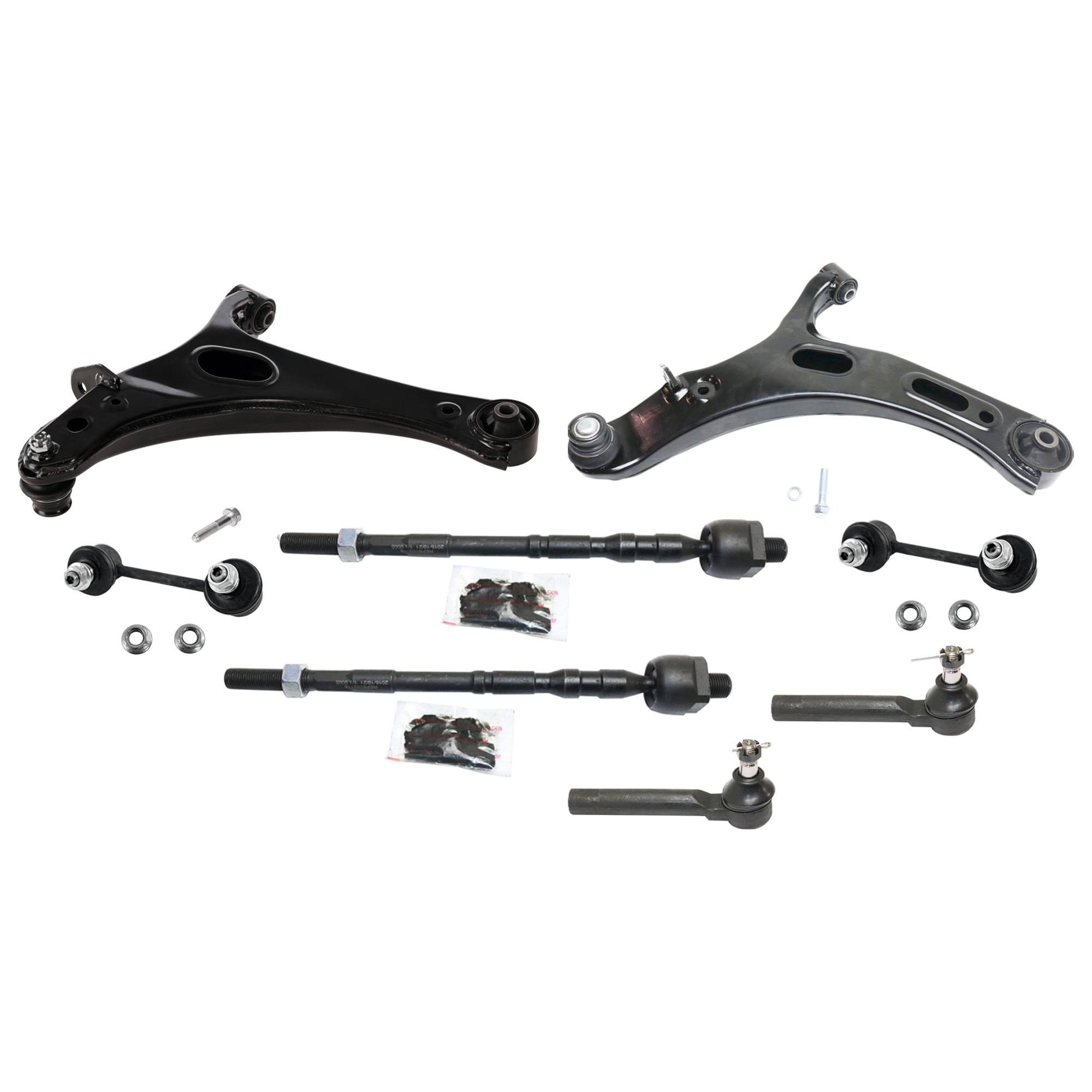 AM OUTBACK 10-14 FRONT CONTROL ARM RH AND LH Lower w ball joint s 8 pc Kit with Sway Bar Link and Tie Rod End SKU KIT 072924 C1903 OEM 20202AJ04A 20202AJ05A 20420XA0