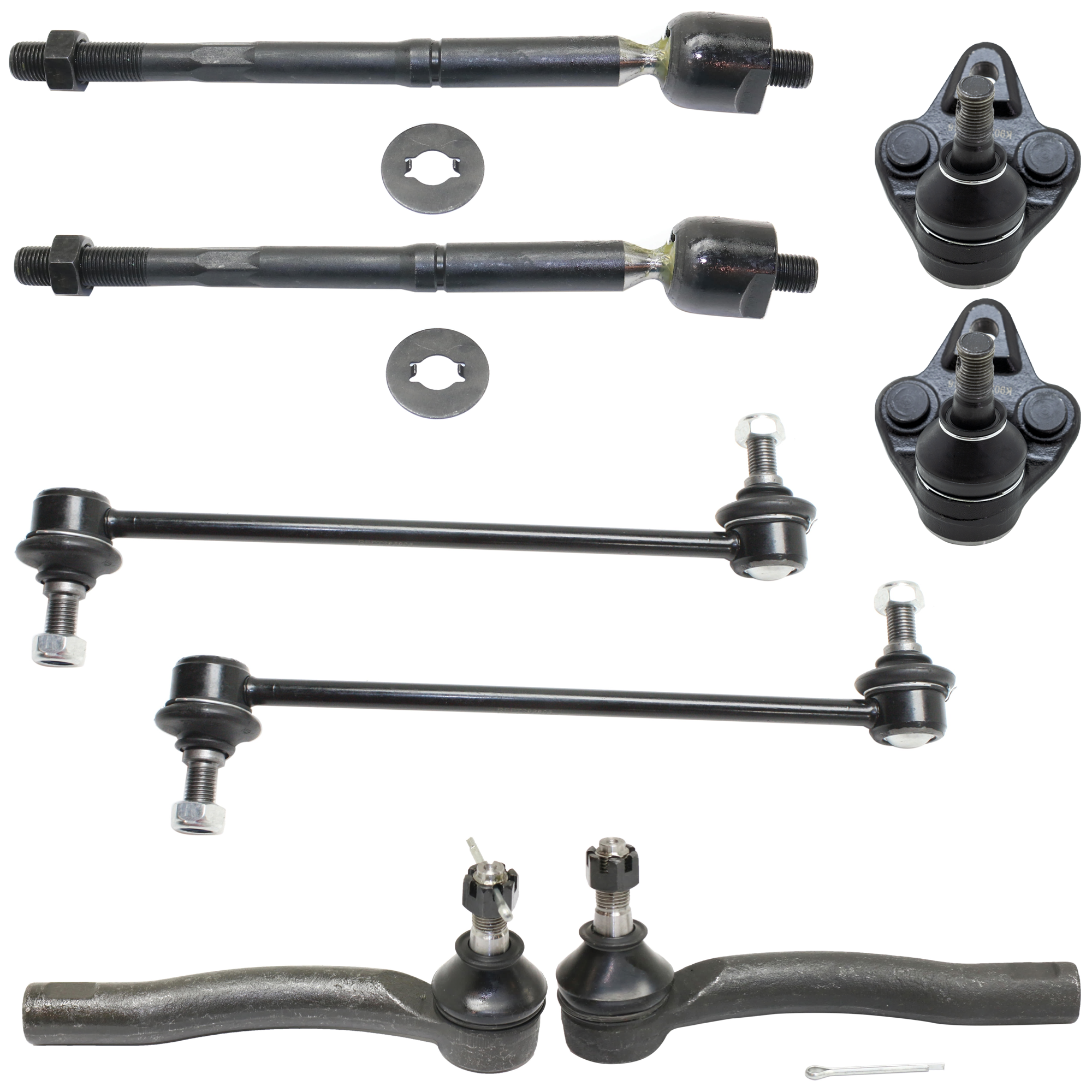 AM COROLLA 03-08 FRONT BALL JOINT RH AND LH Lower 8 pc Kit with Sway Bar Link and Tie Rod End SKU KIT 072924 C1919 OEM 104289-1014808-1015320-1015777