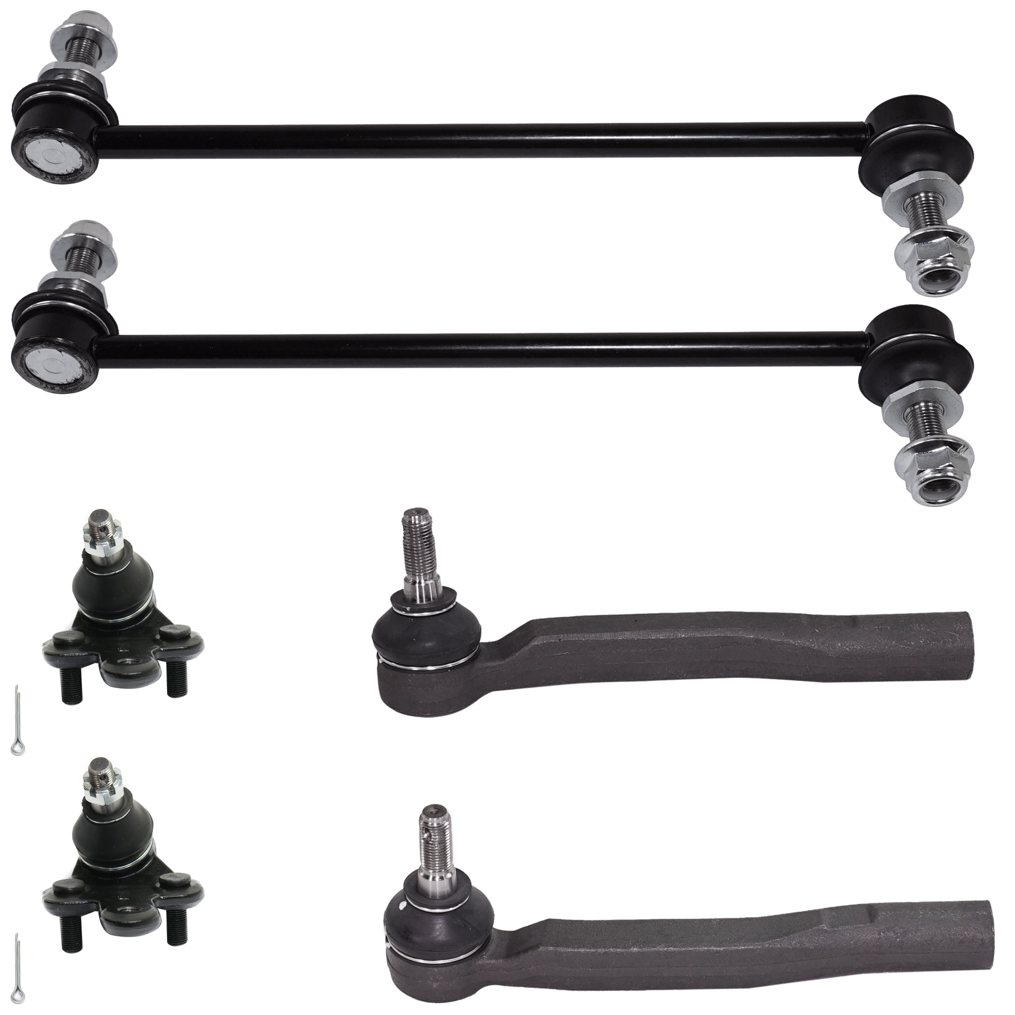AM SIENNA 11-20 FRONT BALL JOINT 6 pc kit with Tie Rod End and Sway Bar Link SKU KIT 072924 C1925 OEM 1017332 TC5009-45D10005 FA2464