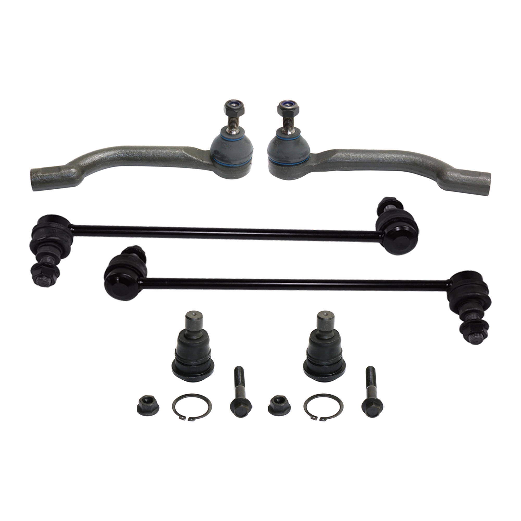 AM ROGUE 08-13 FRONT SUSPENSION KIT RH AND LH 6 pc Kit with Ball Joint Sway Bar Link and Tie Rod End SKU KIT 072924 C1979 OEM 2601609-2601755-5051332-505144