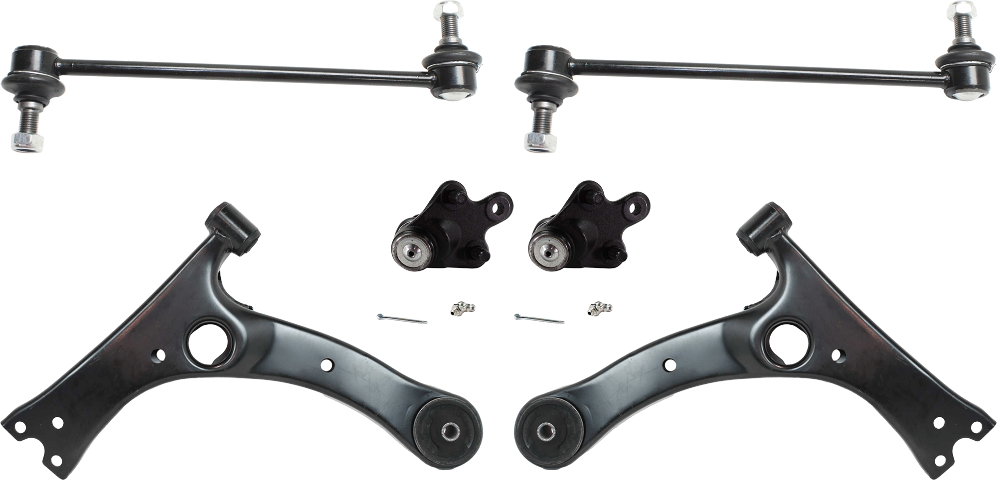 AM VIBE 03-08 FRONT CONTROL ARM RH AND LH Lower w o ball joint s 6 pc Kit with Ball Joint and Sway Bar Link SKU KIT 072924 C1986 OEM 4806802021-88970142-4806802020