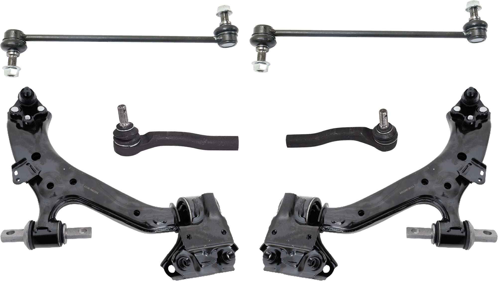 AM CR V 15-16 FRONT CONTROL ARM RH AND LH Lower 6 pc Kit with Sway Bar Link and Tie Rod End SKU KIT 072924 C1989 OEM 53560T0AA01-53540T0AA01
