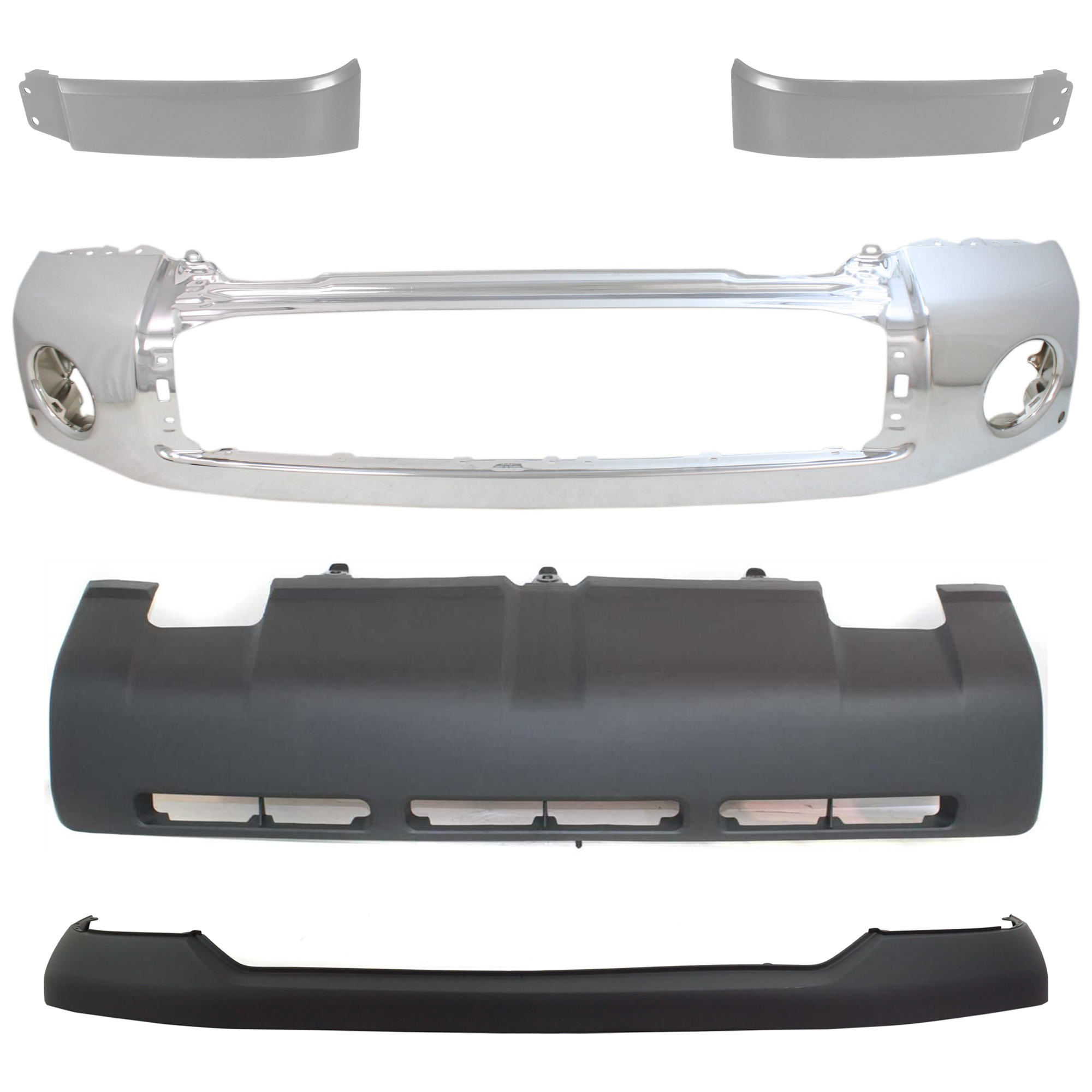 AM TUNDRA 07-09 FRONT BUMPER 5 pc kit w Valance Bumper Cover and Headlight Filler SKU KIT 072924 C2036 Partslink TO1002181 TO1014100 TO1243100 TO1242100 TO1095199 OEM 521110C901-521290C901-539310C9