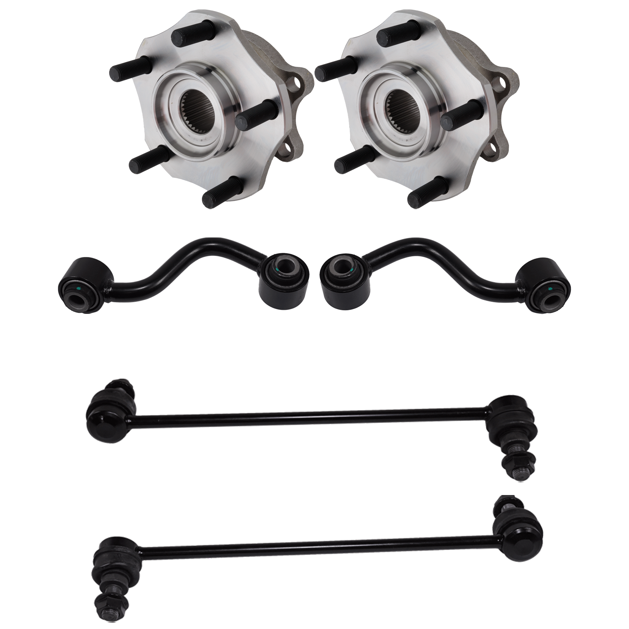 AM ROGUE 14-19 FRONT HUB ASSEMBLY RH AND LH 6 pc kit with Sway Bar Links SKU KIT 072924 C2090 OEM 402024BA0A 546684BA0C 546184BA