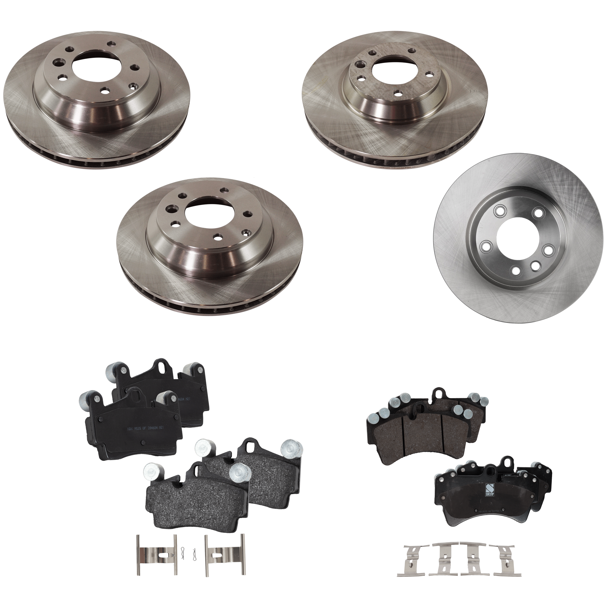 AM CAYENNE 03-09 FRONT AND REAR BRAKE DISC AND PAD KIT 4 Wheel Set SKU KIT 072924 C2099 OEM 7L6615301E 95535140150-7L86153