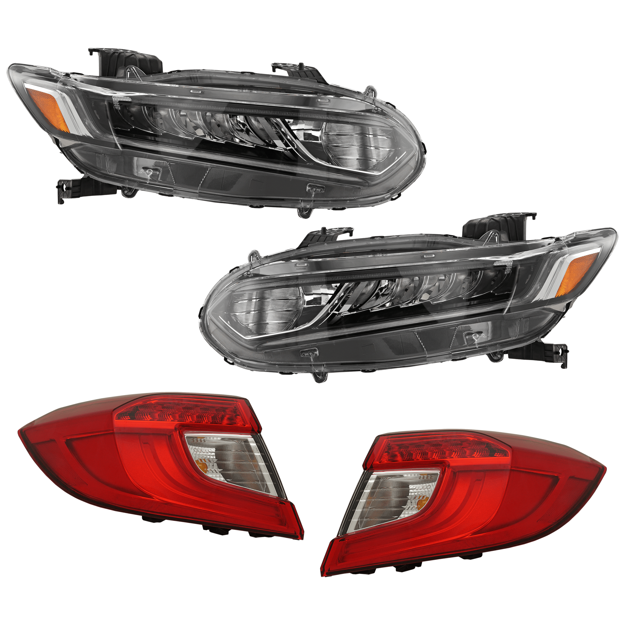 AM ACCORD 18-22 HEAD LAMP RH AND LH 4 pc Kit with Tail Light SKU KIT 072924 C2113 Partslink HO2502187C HO2503187C HO2804118C HO2805118C OEM 33100TVAA01-33150TVAA01-33500T