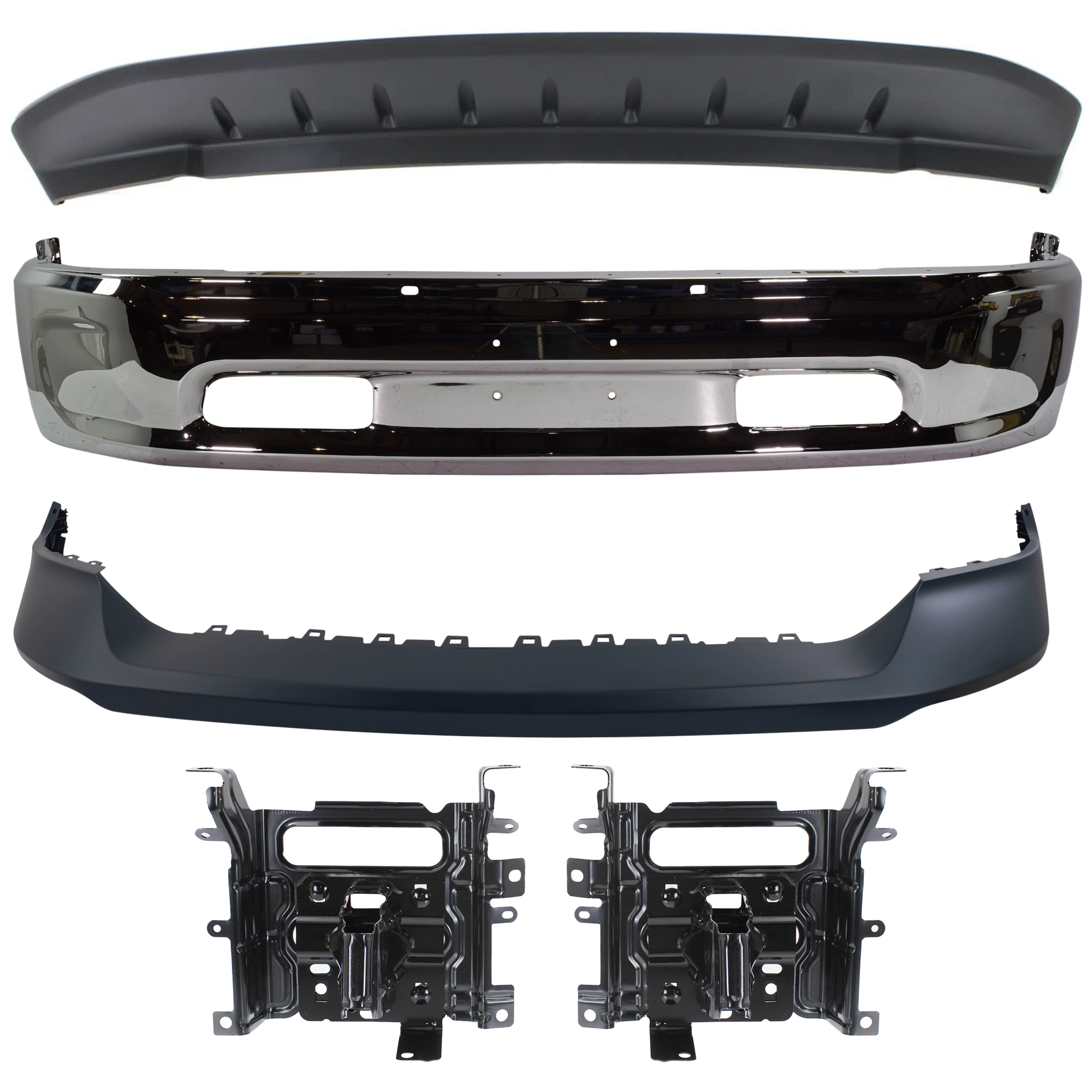 AM 1500-13-18-1500 CLASSIC 19-23 FRONT BUMPER Lower 5 pc kit w Bumper Cover Valance and Bumper Bracket SKU KIT 072924 C2149 Partslink CH1002397 CH1061104 CH1014108 CH1090147 OEM 68160855AC 68232485AA 68197697