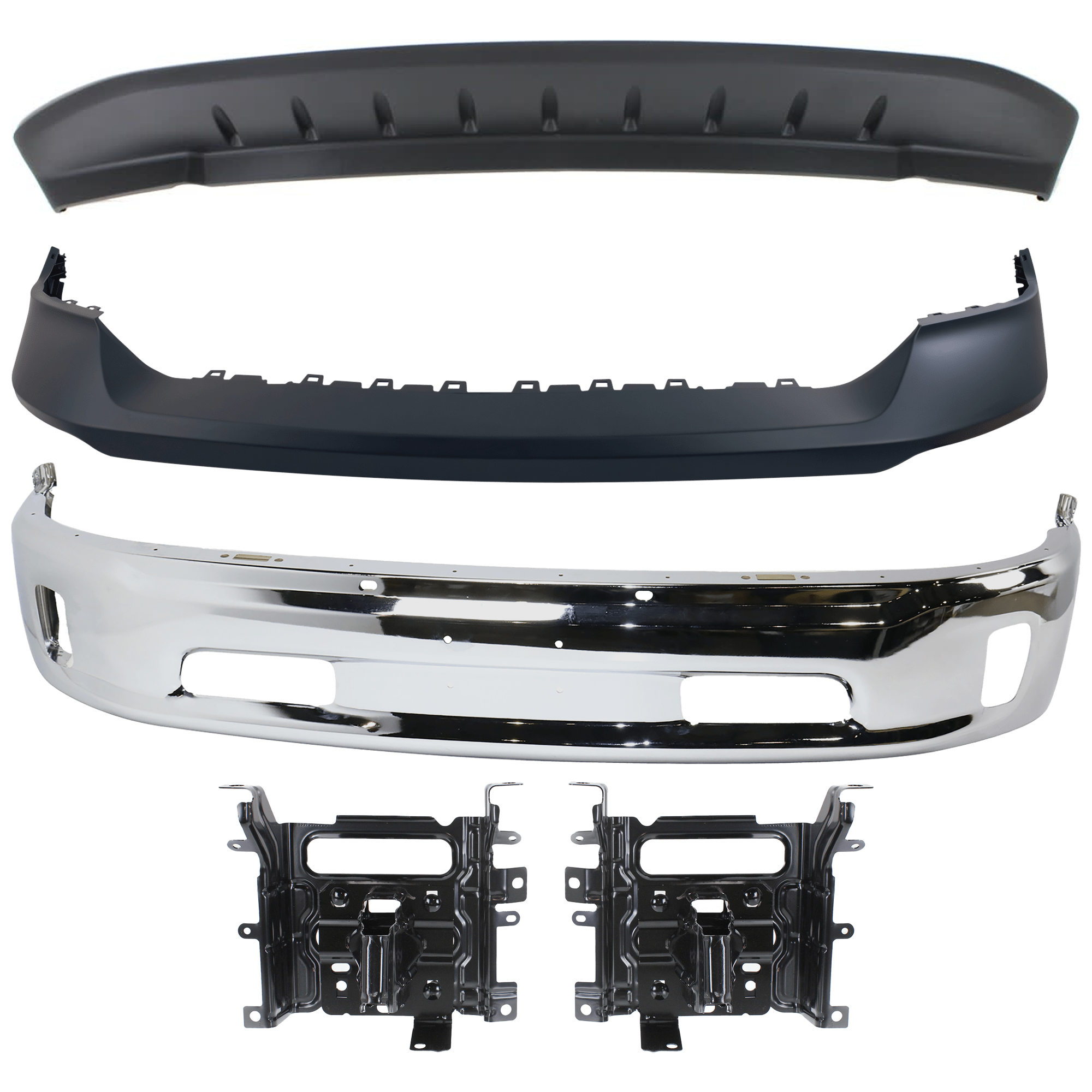 AM 1500-13-18-1500 CLASSIC 19-23 FRONT BUMPER Lower 5 pc kit w Bumper Cover Valance and Bumper Bracket SKU KIT 072924 C2151 Partslink CH1002396 CH1061104 CH1014108 CH1090147 OEM 68160853AB 68232485AA 68197697