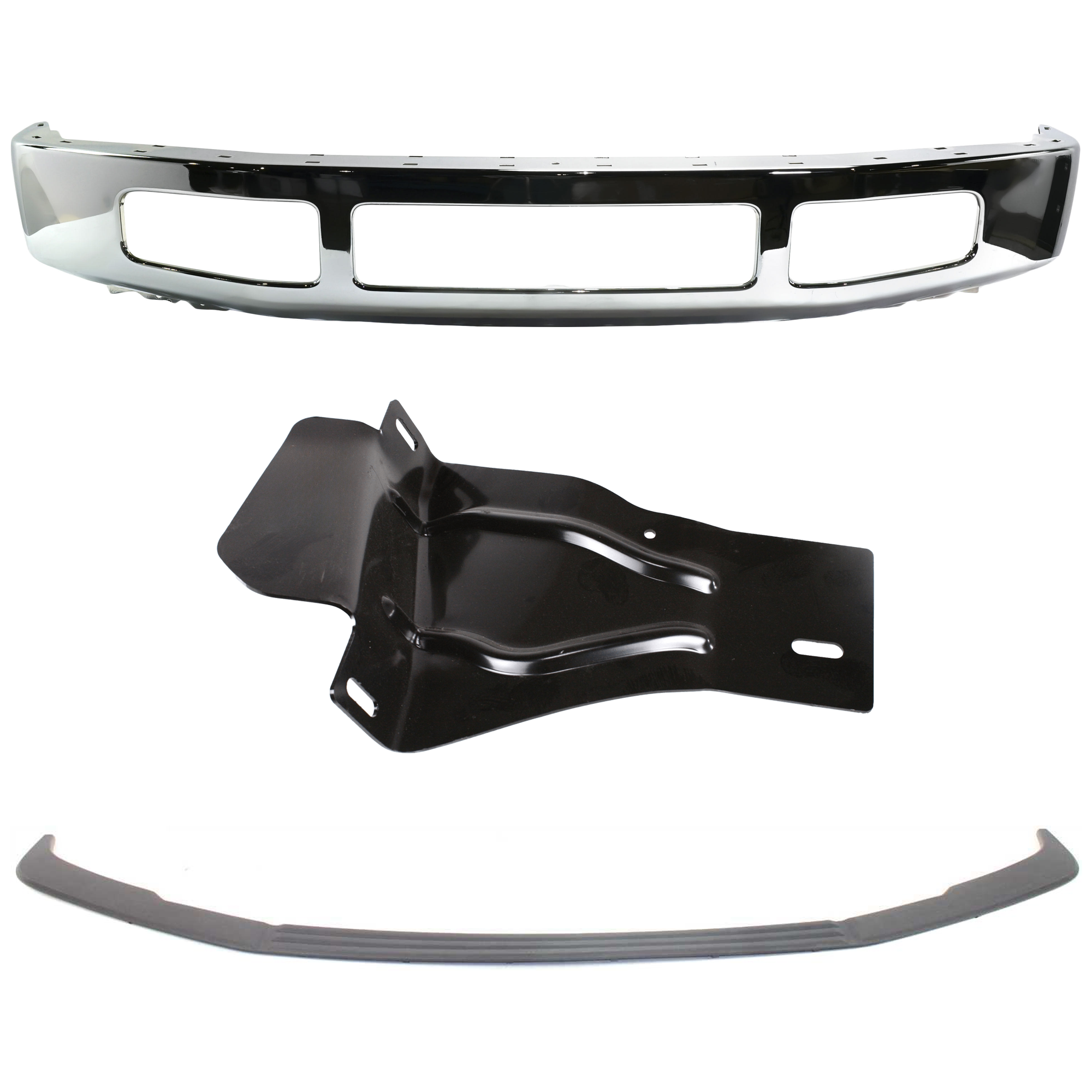 AM F SUPER DUTY 08-10 FRONT BUMPER 3 pc kit with Bumper Trim and Bumper Bracket SKU KIT 072924 C2173 Partslink FO1002406 FO1067174 FO1066174 FO1044103 OEM 8C3Z17757B 8C3Z17B836A 8C3Z17B