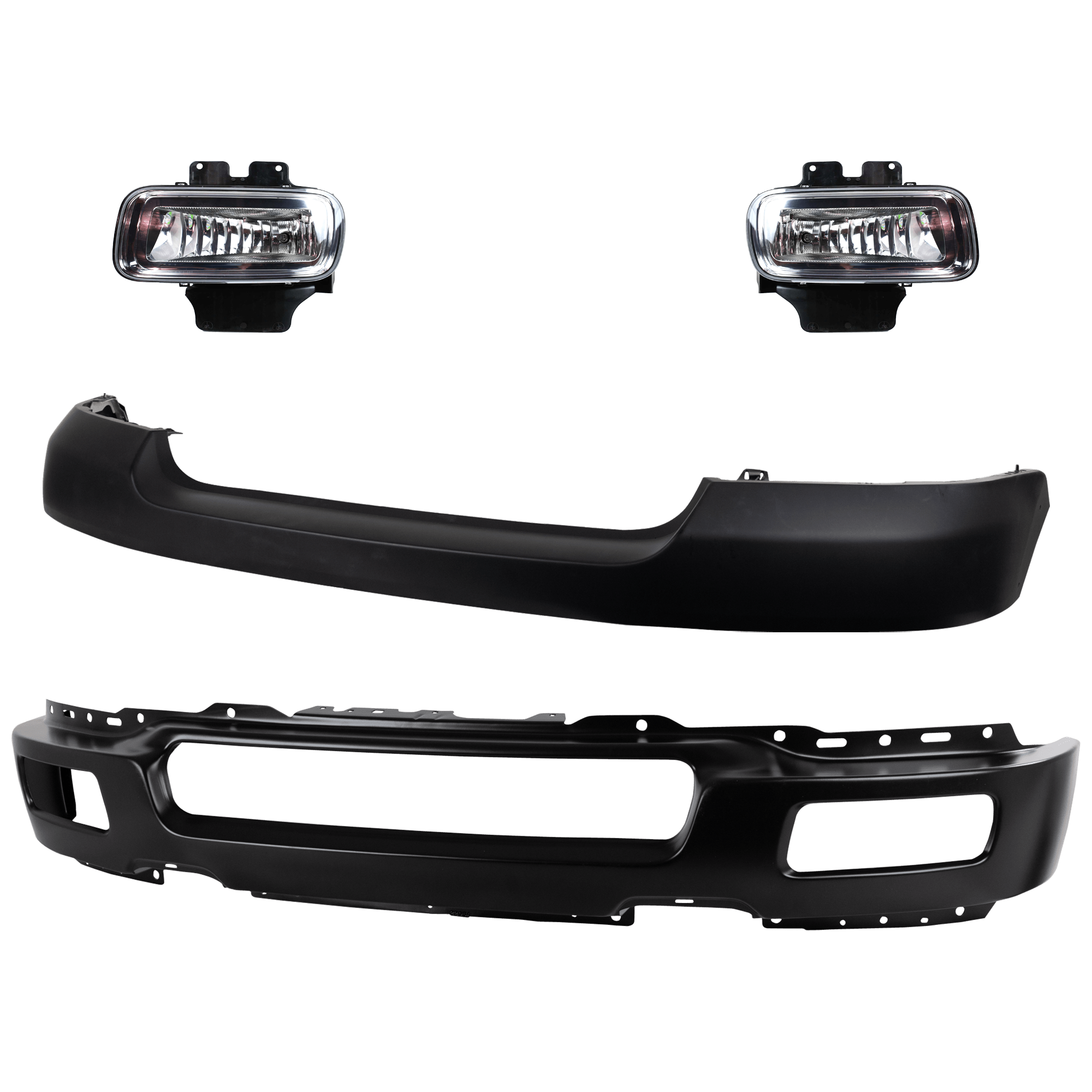 AM F 150-04-06 FRONT BUMPER 4 pc kit w Bumper Cover and Fog Light SKU KIT 072924 C2176 Partslink FO1002391 FO1000561 FO2593209 FO2592209 OEM 4L3Z17757FA 4L3Z17D957DA 5L3Z1