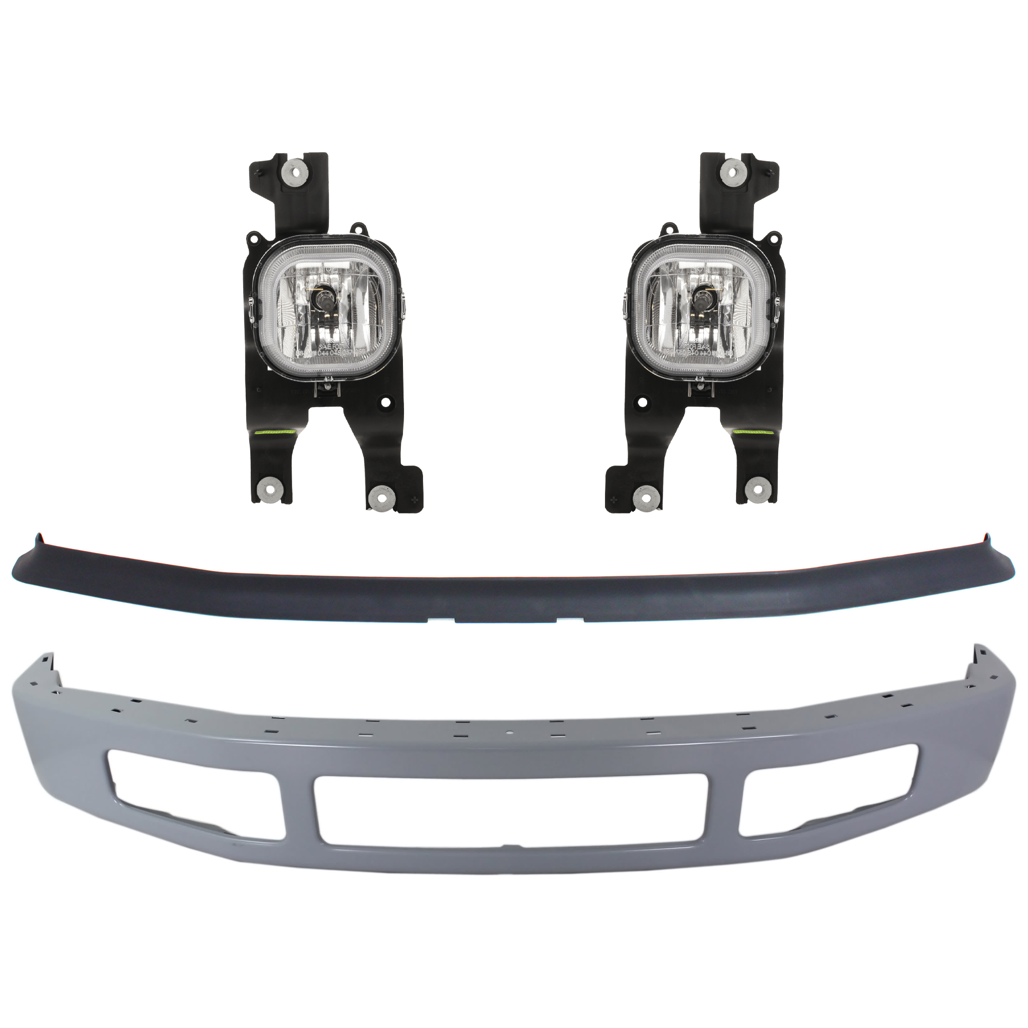 AM F 250 F 350 SUPER DUTY 08-10 FRONT BUMPER 4 pc kit w Valance and Fog Light SKU KIT 072924 C2180 Partslink FO1002403 FO1093114 OEM 8C3Z17757CPTM 7C3Z15201AA PFM