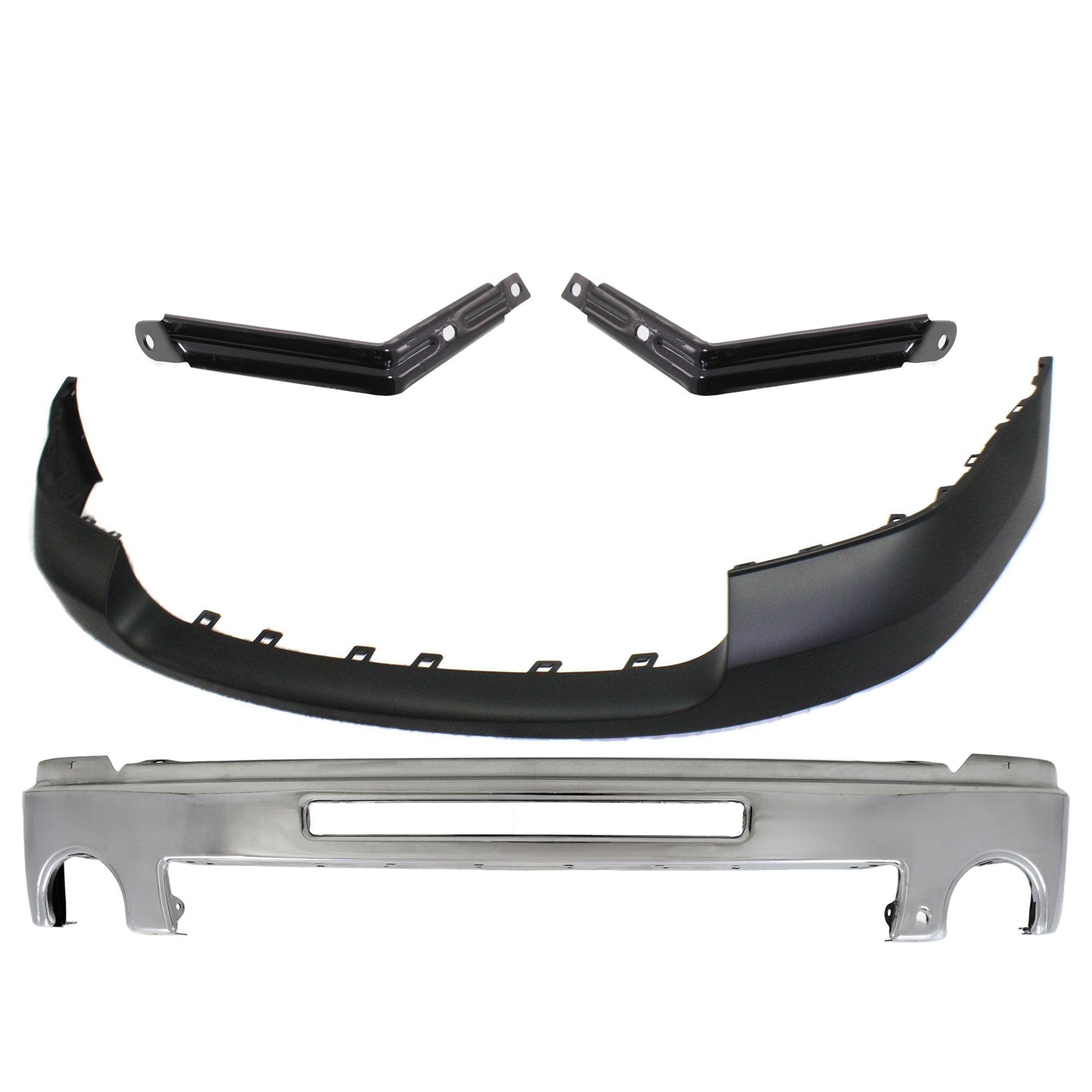 AM SIERRA 2500-3500 HD 07-10 FRONT BUMPER 4 pc kit w Bumper Cover and Bumper Bracket SKU KIT 072924 C2183 Partslink GM1002834 GM1066181 GM1067181 GM1000873 OEM 15902856-25833267-25833268-257