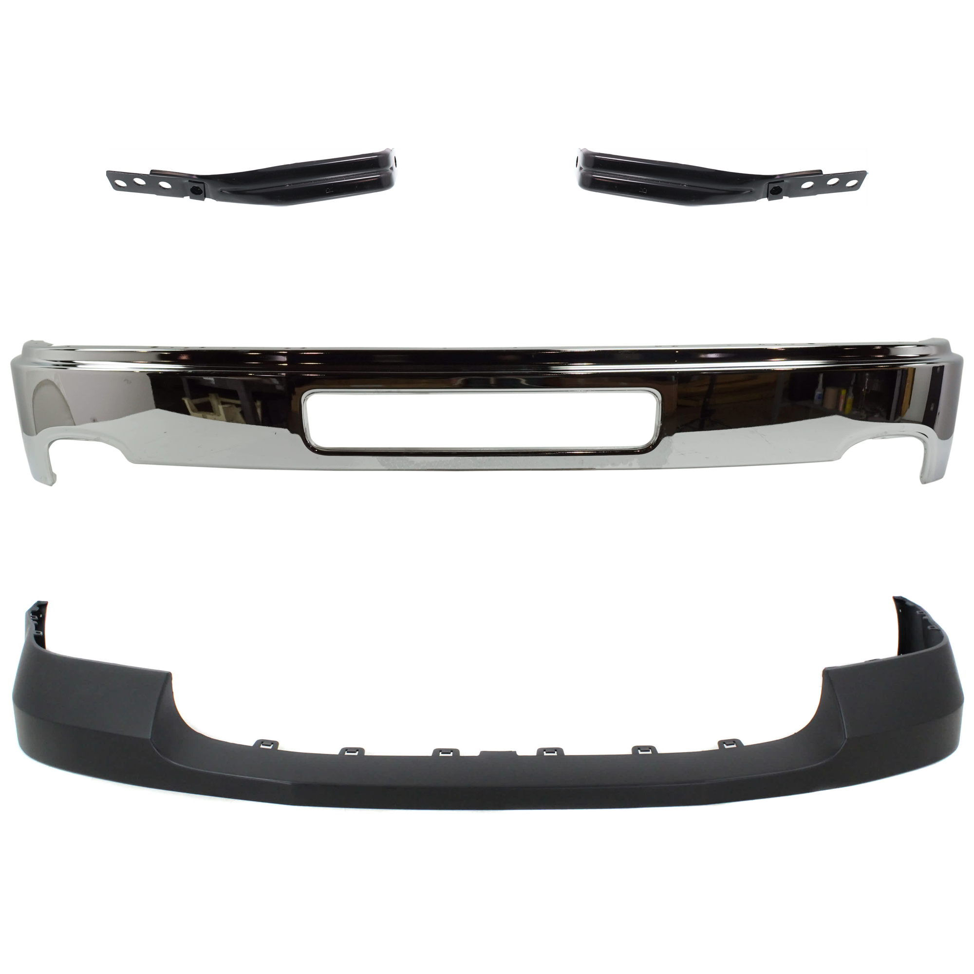 AM SIERRA 2500-3500 HD 11-14 FRONT BUMPER 4 pc kit w Bumper Cover and Bumper Bracket SKU KIT 072924 C2185 Partslink GM1002839 GM1063104 GM1062104 GM1014105 OEM 25998989-25993620-25993619-227
