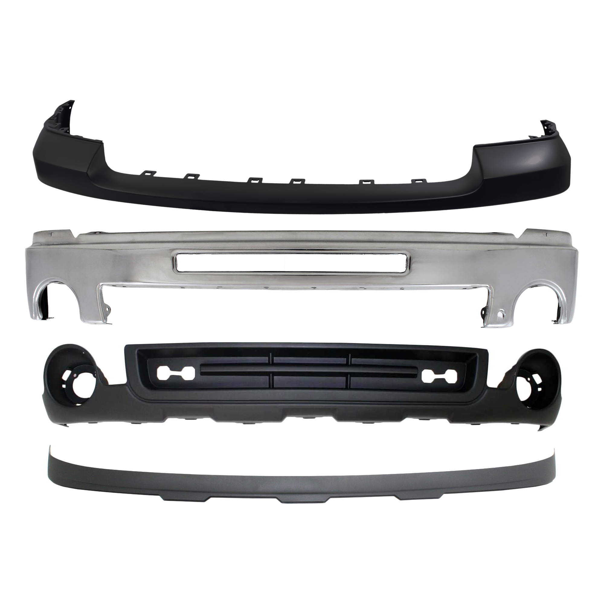 AM SIERRA 1500-07-13 FRONT BUMPER 4 pc kit w Bumper Cover and Valance SKU KIT 072924 C2189 Partslink GM1002834 GM1014103 GM1092211 GM1015100 OEM 15902856-25783617-15917769-151