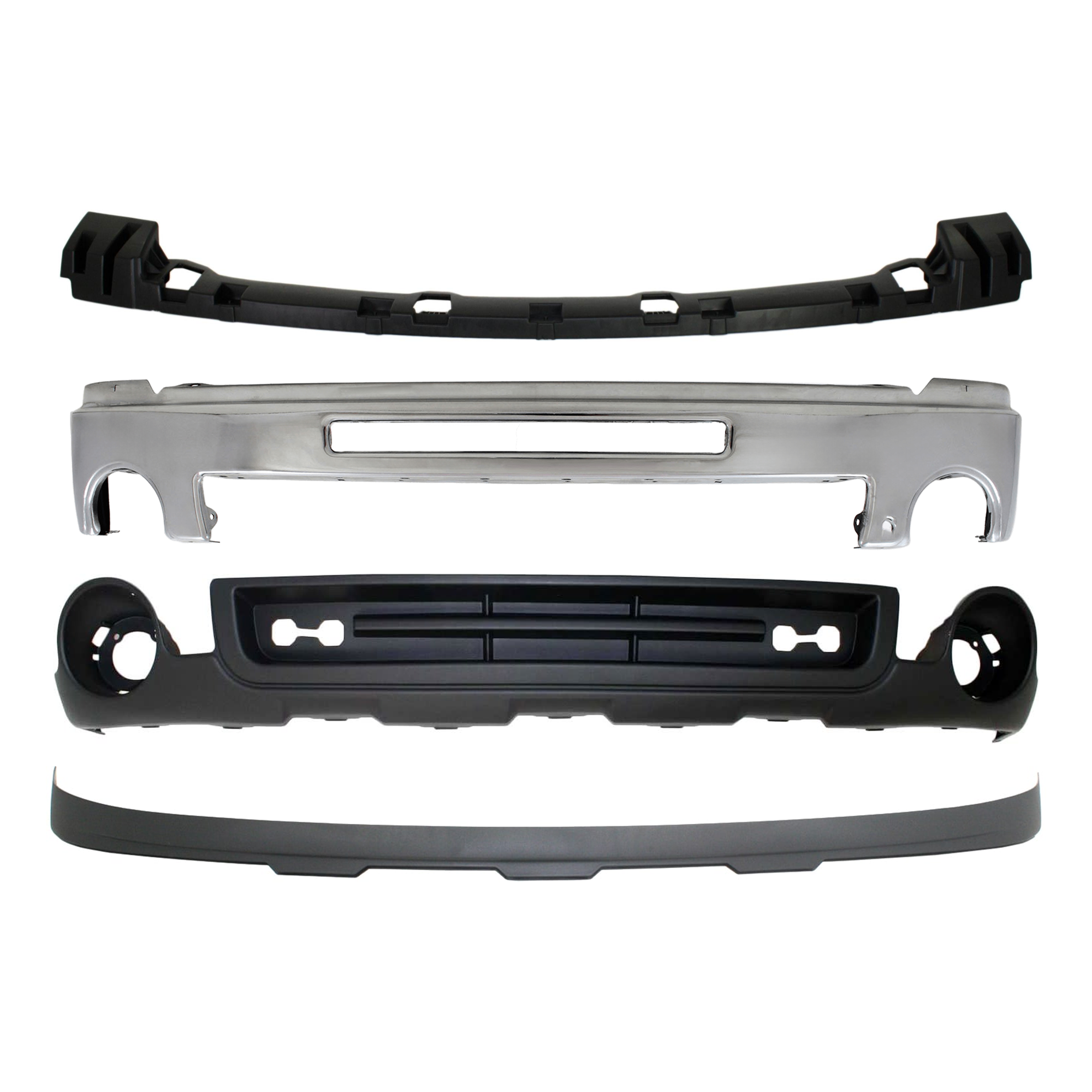 AM SIERRA 1500-07-13 FRONT BUMPER 4 pc kit w Bumper Bracket and Valance SKU KIT 072924 C2191 Partslink GM1002834 GM1065108 GM1092211 GM1015100 OEM 15902856-15246822-15917769-151