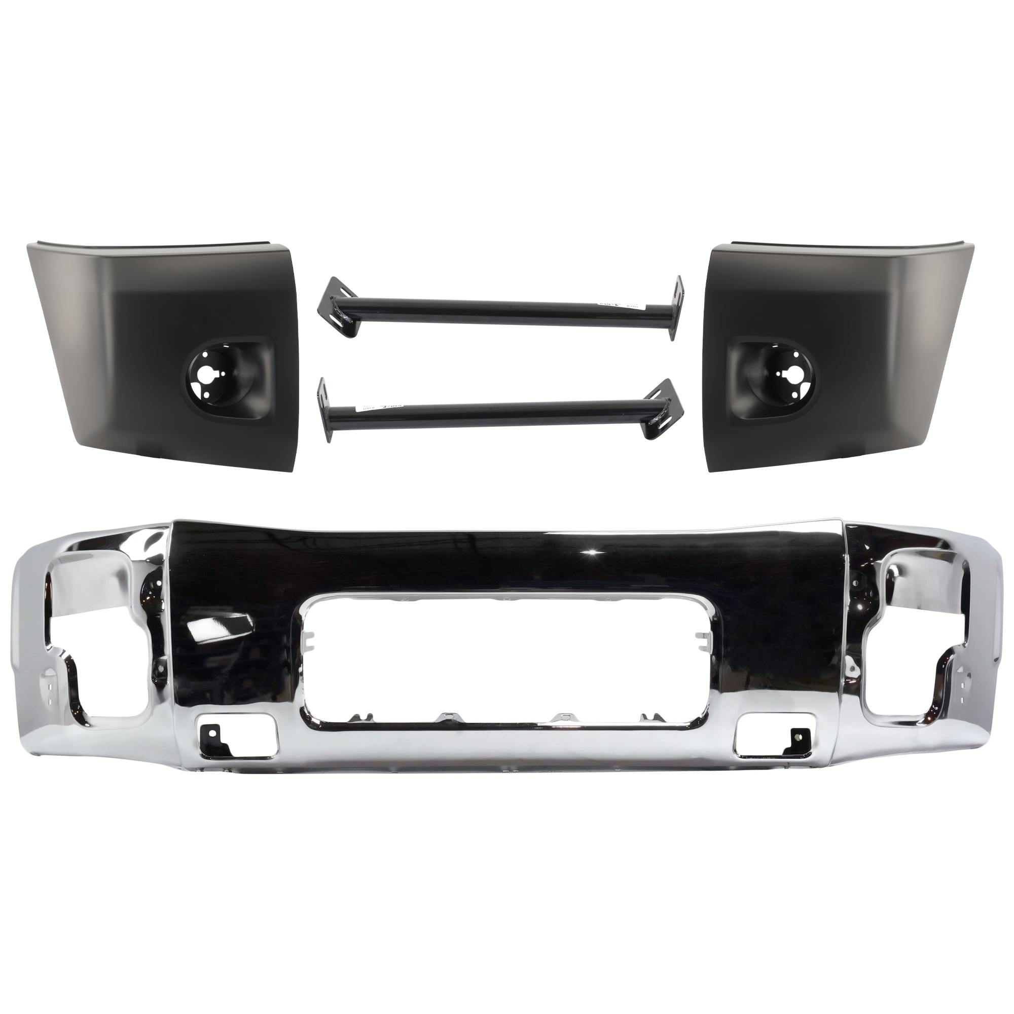 AM TITAN 08-15 FRONT BUMPER 5 pc kit w Bumper End and Bumper Bracket SKU KIT 072924 C2212 Partslink NI1002136 NI1032105 NI1005148 NI1004148 OEM 62022ZR08A 62222ZR00A 62024ZR0
