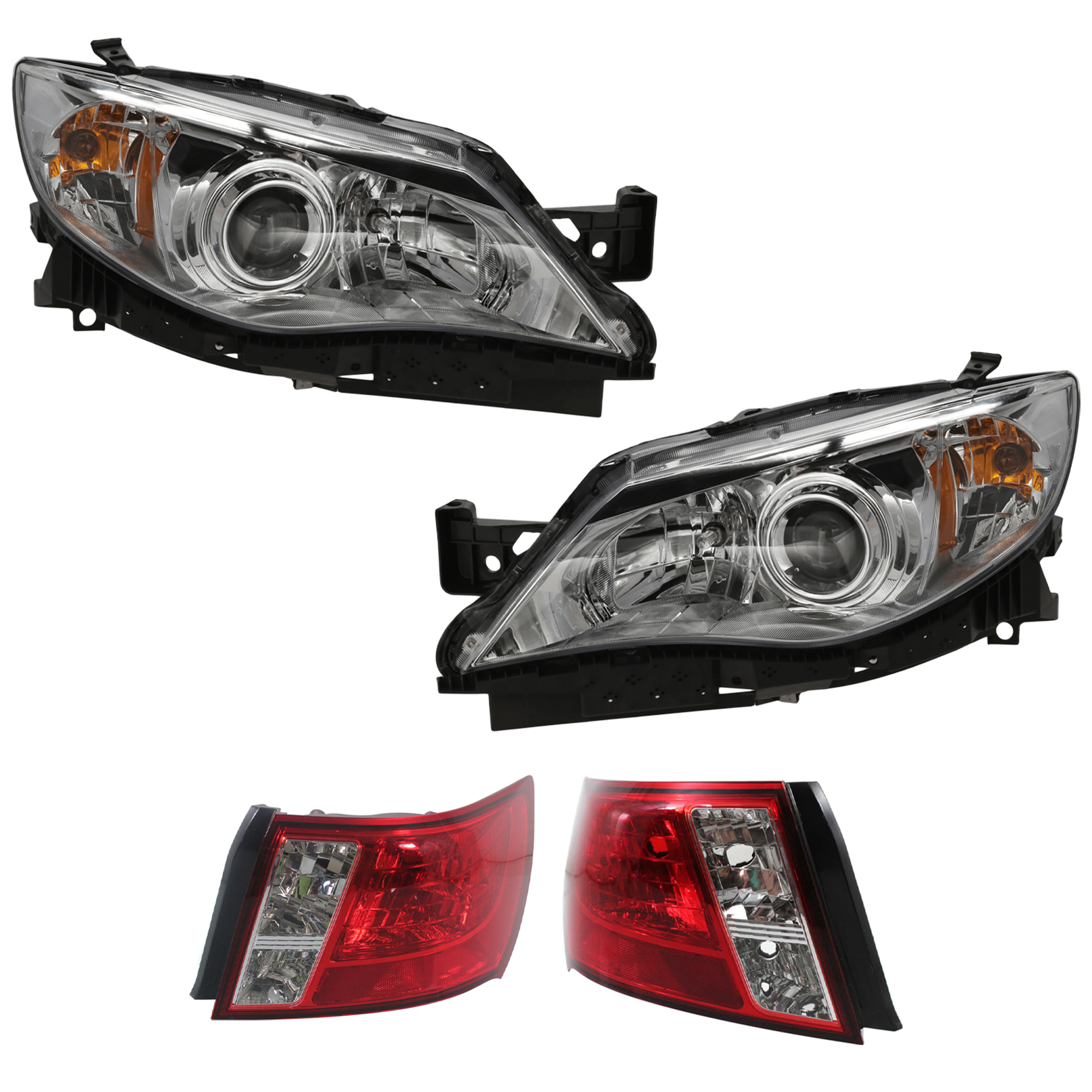 AM IMPREZA 09-09 HEAD LAMP RH AND LH 4 pc kit Assembly Halogen with Tail Light SKU KIT 072924 C2228 Partslink SU2502124 SU2503124 SU2819101 SU2818101 OEM 84001FG060-84001FG070-84912FG1