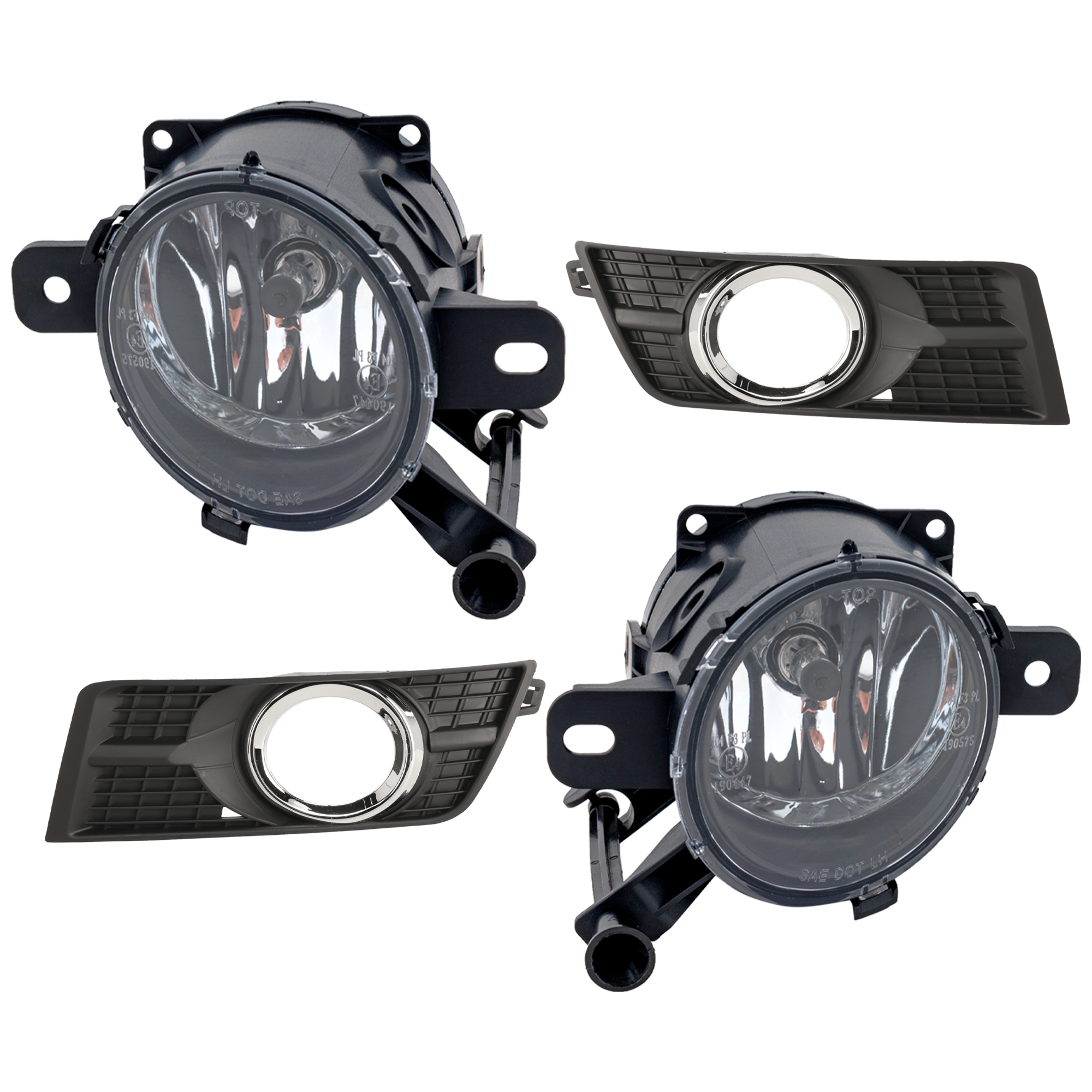 AM SRX 10-16 FRONT FOG LAMP RH AND LH 4 pc kit Assembly Halogen with Fog Light Trim SKU KIT 072924 C2229 Partslink GM2592301 GM2593301 GM1039125 GM1038125 OEM 94708773-94708774-25778389-257