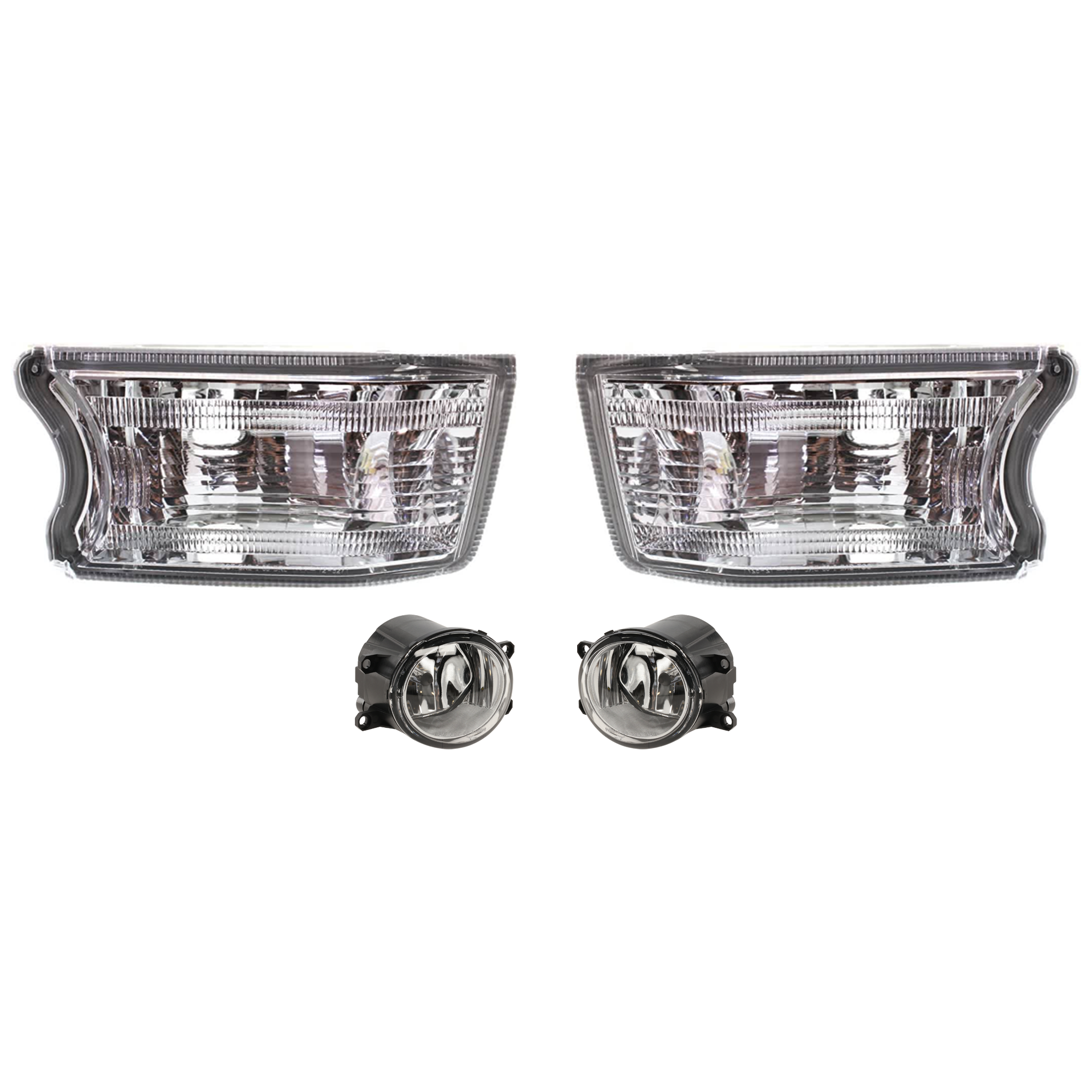 AM 4RUNNER 10-13 HEAD LAMP RH AND LH 4 pc kit Lens and Housing Halogen with Fog Light SKU KIT 072924 C2248 Partslink TO2592124 TO2592133 TO2593124 TO2593133 TO2532115 TO2533115 OEM 812100W050-8121008020-812200W0