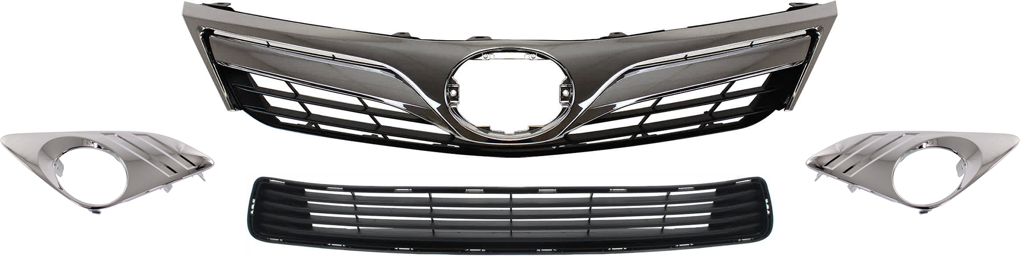 AM CAMRY 12-14 GRILLE 4 pc Kit Painted Black Shell and Insert LE XLE Exc. Hybrid Model SKU KIT 072924 C2255 Partslink TO1200343 TO1036128 TO1039148 TO1038148 OEM 5310106560-5311206200-52127063
