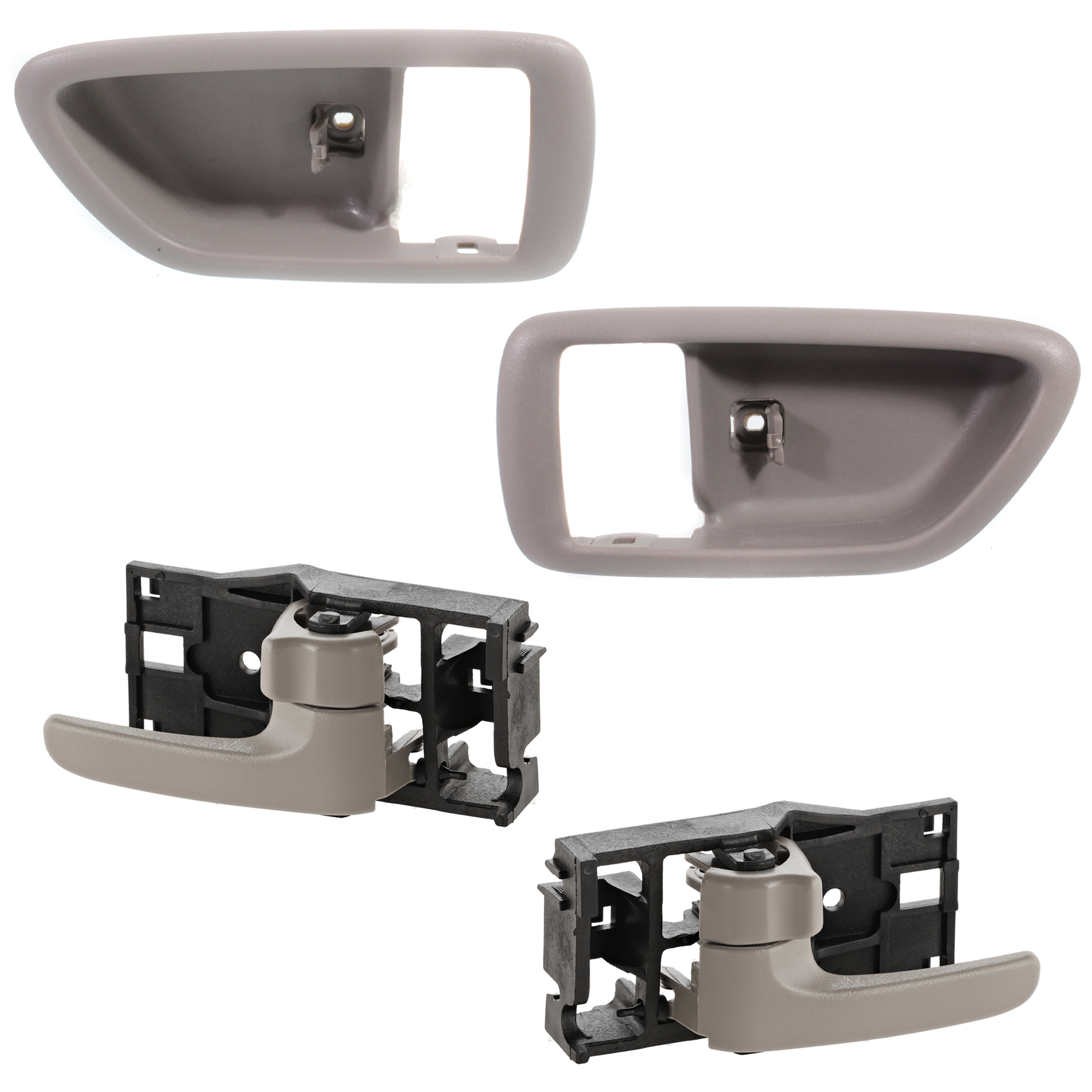 AM SEQUOIA 01-07 FRONT DOOR HANDLE CASE RH AND LH 4 pc Kit Gray with Door Handle Trim and Interior Door Handle SKU KIT 072924 C2258 Partslink IDH010071 IDH010072 TO1353159 TO1353179 TO1352159 TO1352179 OEM 69277AC010B1-69278AC010B1-6920