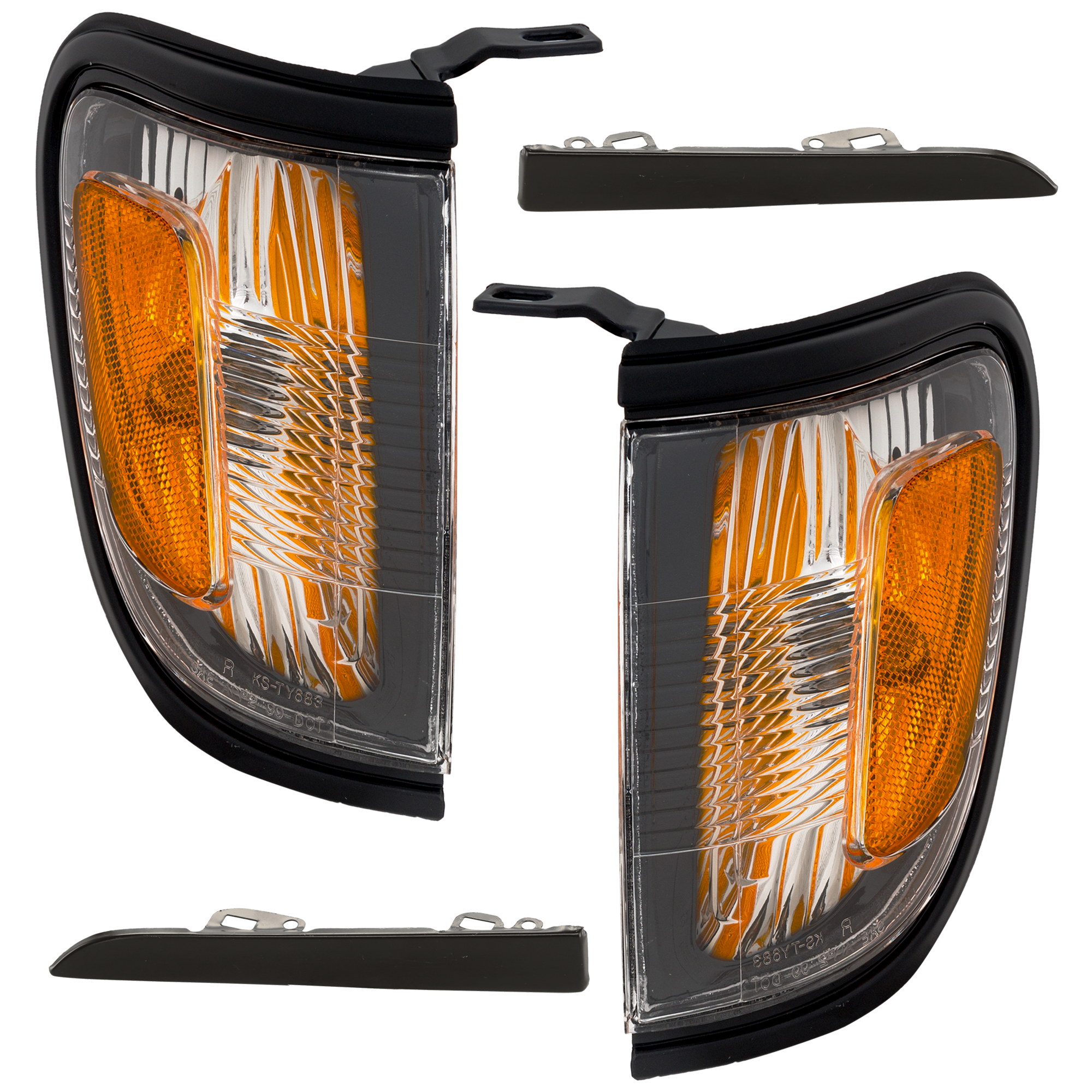 AM TACOMA 01-04 CORNER LAMP RH 4 pc Kit Assembly Halogen with Headlight Fillers SKU KIT 072924 C2296 Partslink TO2520163 TO2521163 TO1089108 TO1088108 OEM 8161004090C0-8162004090C0-5251