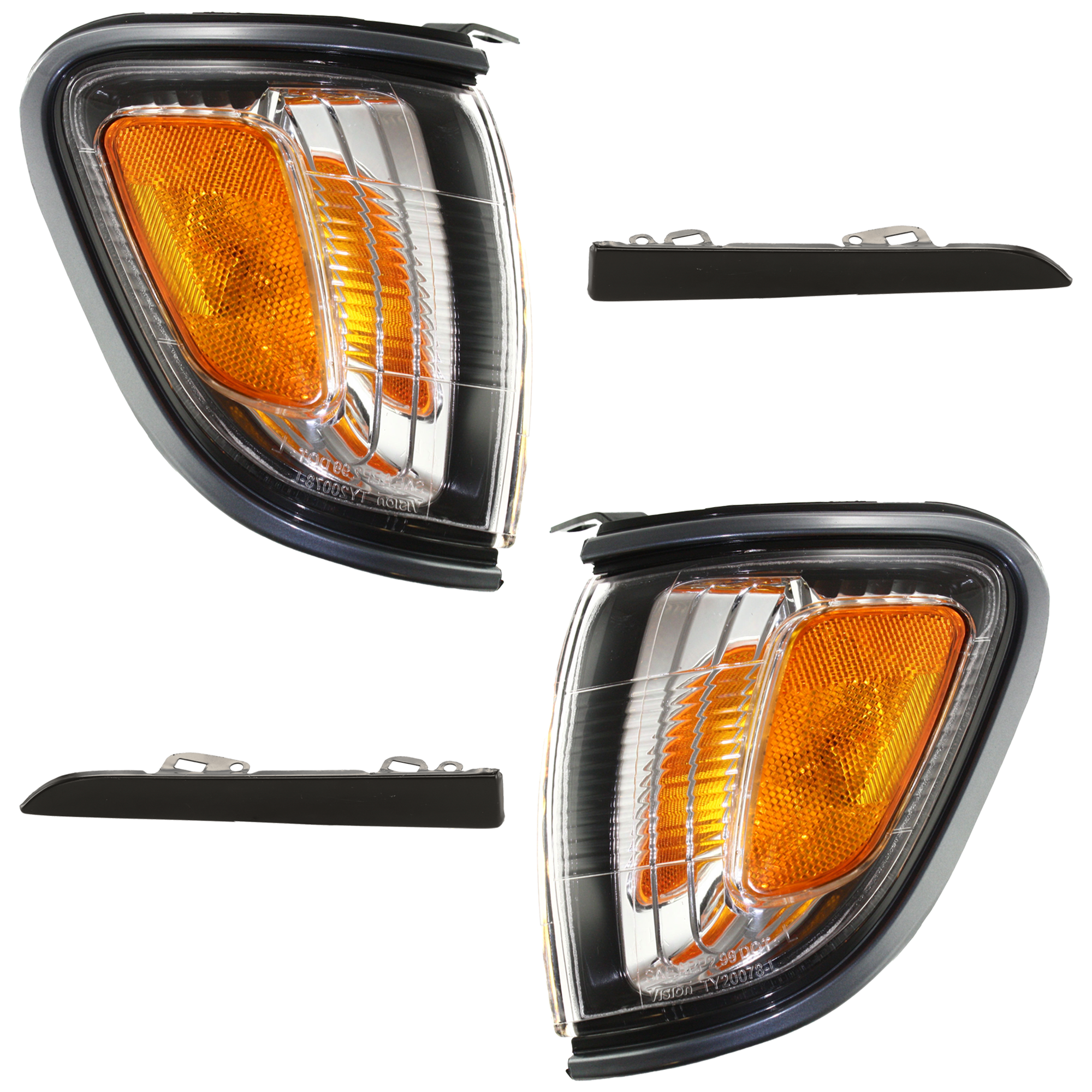 AM TACOMA 01-04 CORNER LAMP RH AND LH 4 pc Kit Assembly Halogen with Corner Light and Headlight Filler SKU KIT 072924 C2298 Partslink TO2520160 TO2521160 TO1089108 TO1088108 OEM 8161004070-8162004070-52512350