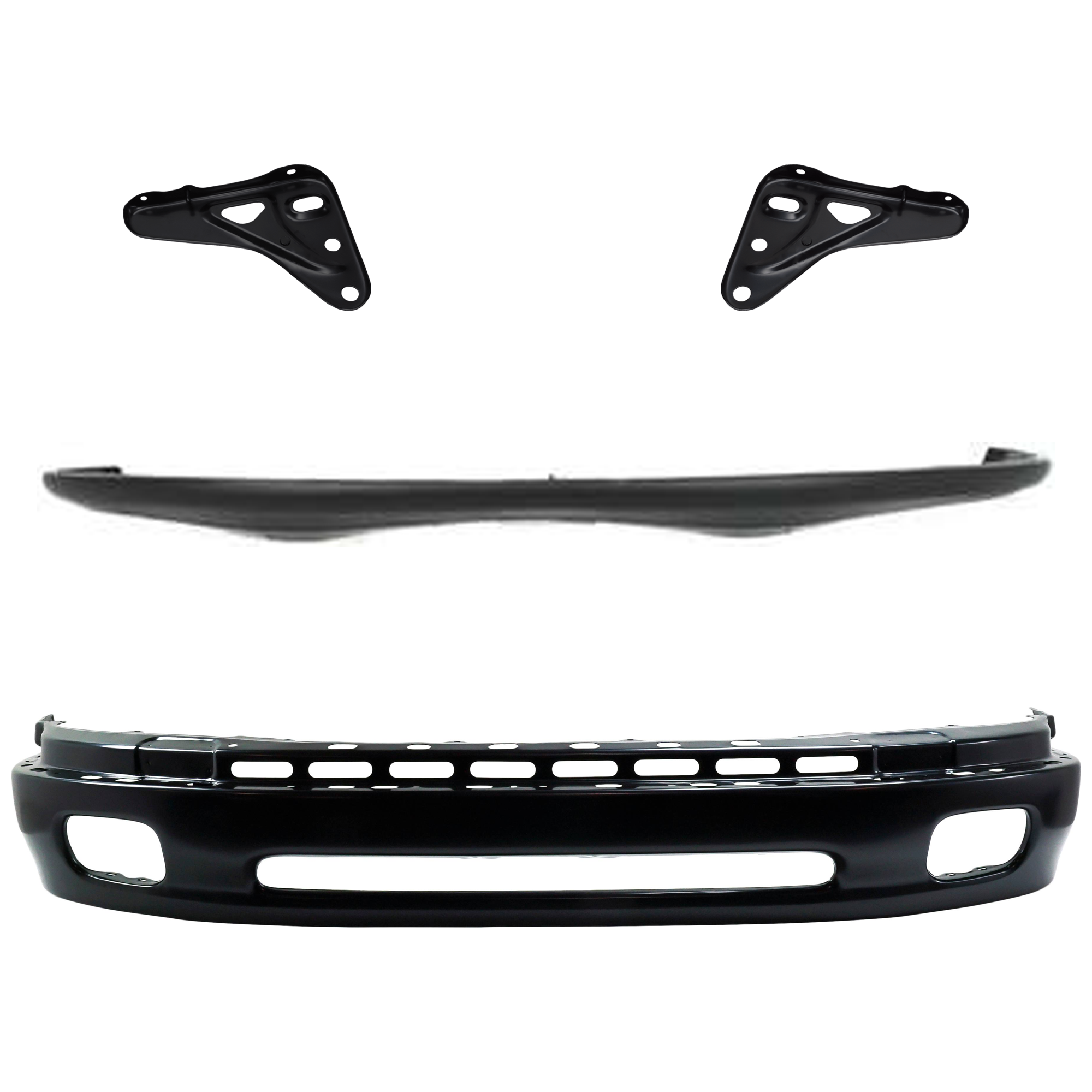 AM TUNDRA 00-06 FRONT BUMPER Lower Black Steel Type 4 pc Kit with Bumper Bracket and Bumper Cover SKU KIT 072924 C2304 Partslink TO1002171 TO1066127 TO1067127 TO1000198 OEM 521010C010-521420C010-521410C0