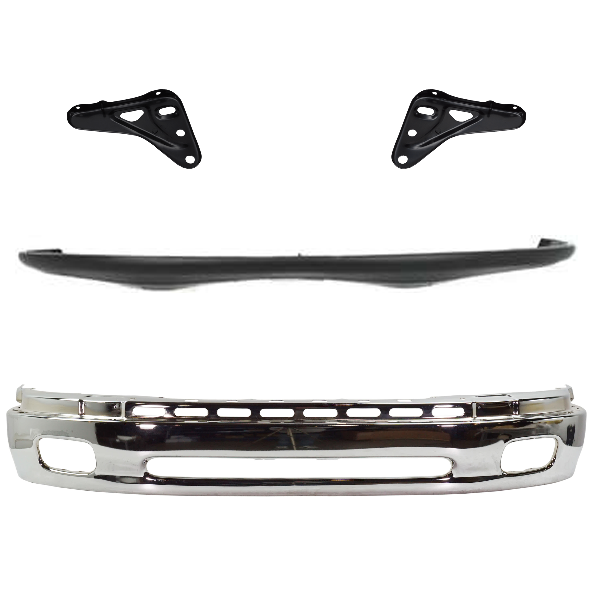 AM TUNDRA 00-06 FRONT BUMPER Lower Chrome Steel Type 4 pc Kit with Bumper Bracket and Bumper Cover SKU KIT 072924 C2307 Partslink TO1002170 TO1066127 TO1067127 TO1000198 OEM 521010C020-521420C010-521410C0