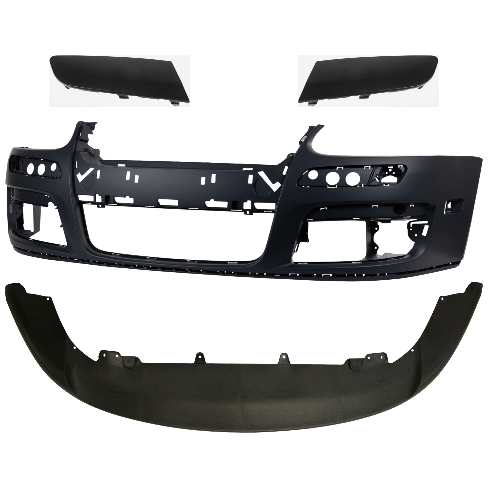 AM JETTA 05-10 FRONT BUMPER COVER Primed 4 pc Kit with Bumper Trim and Valance SKU KIT 072924 C2316 Partslink VW1000161 VW1046104 VW1047104 VW1093108 OEM 1K0807217AGRU 1K0807717EGRU 1K